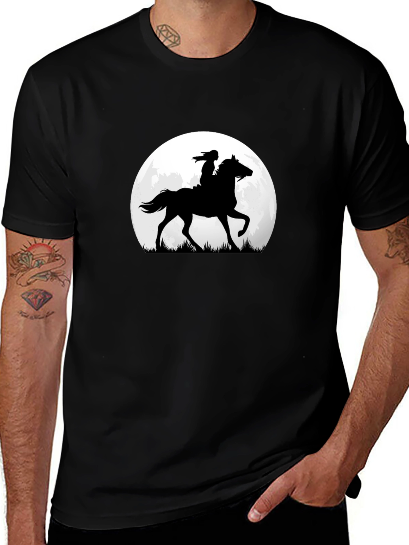 Horse & Rider Silhouette Moon Graphic Tee