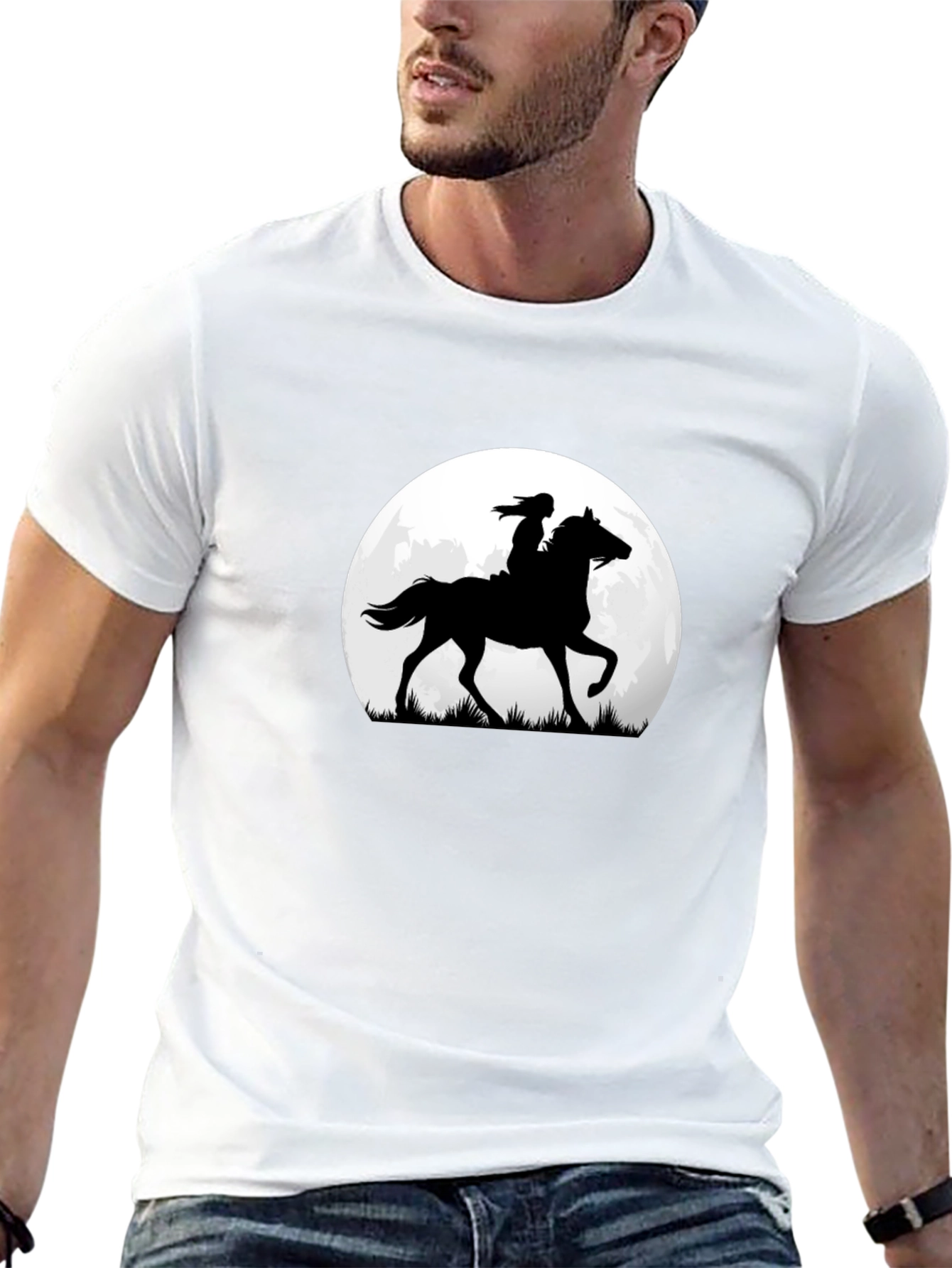 Horse & Rider Silhouette Moon Graphic Tee