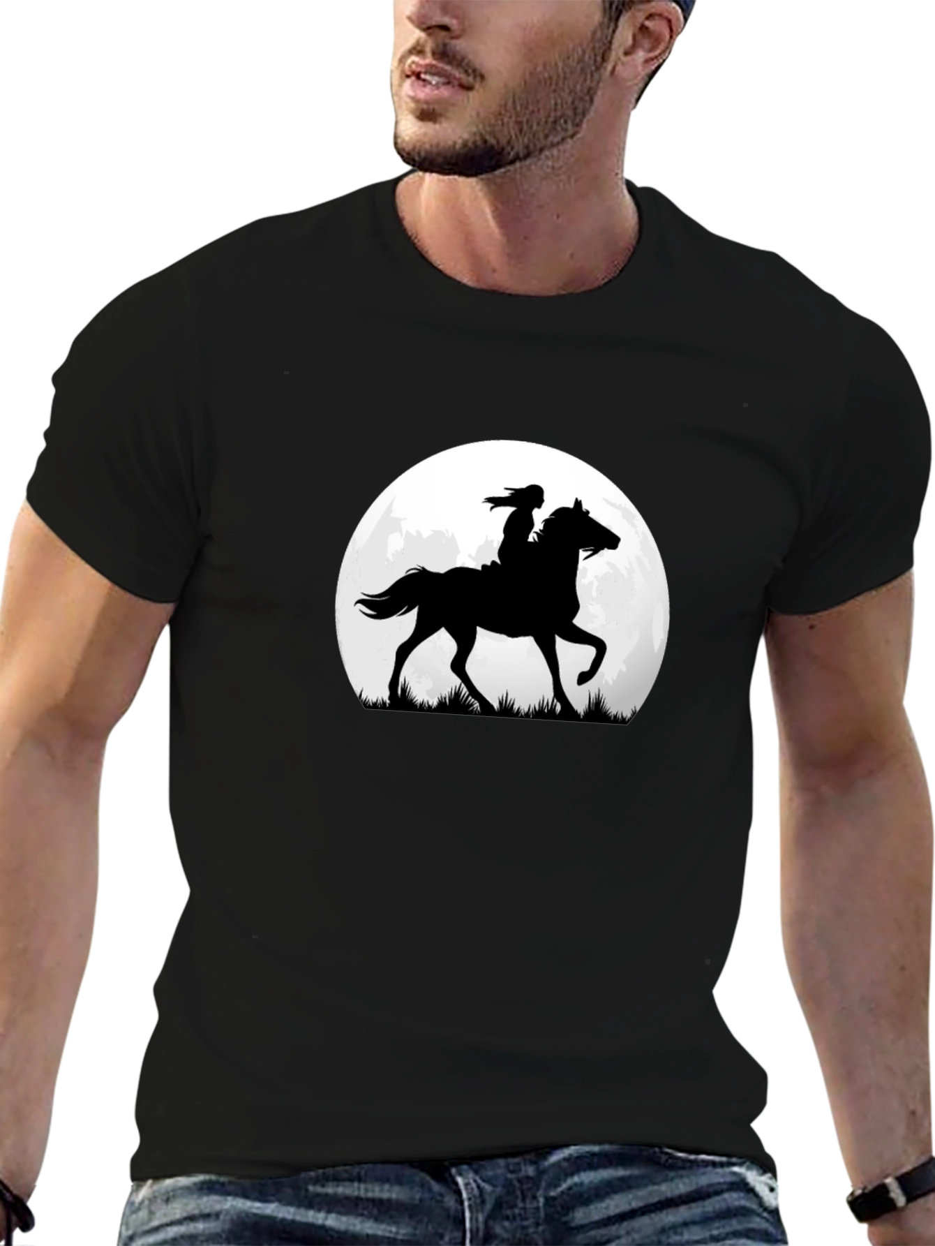 Horse & Rider Silhouette Moon Graphic Tee