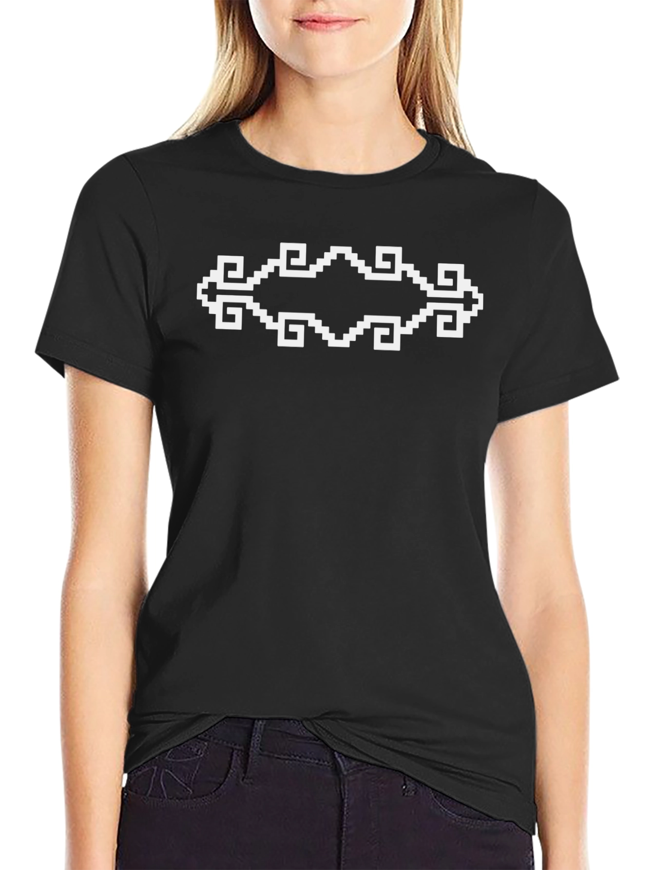 Geometric Patterned Black T-Shirt