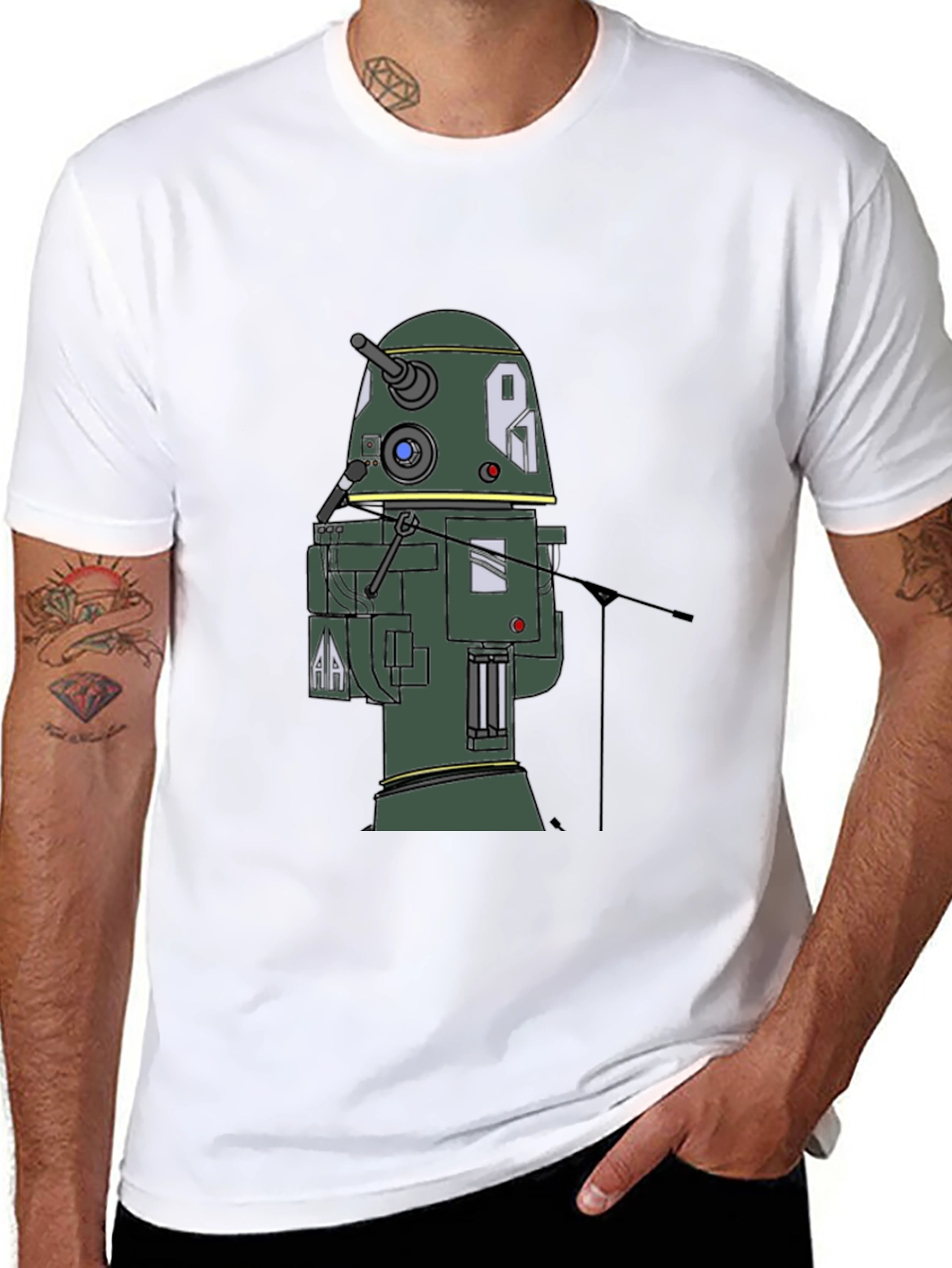 Robot T-Shirt - Black Cotton Blend Tee