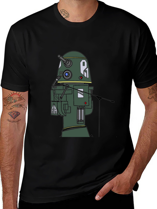 Robot T-Shirt - Black Cotton Blend Tee