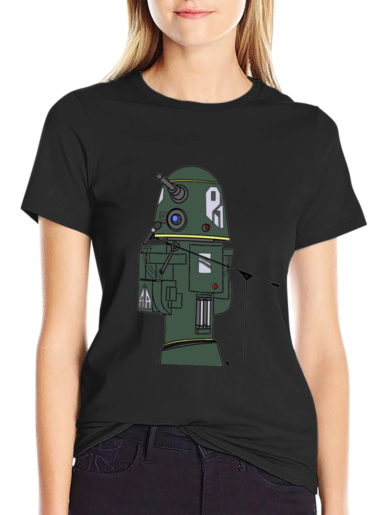 Robot T-Shirt - Black Cotton Blend Tee