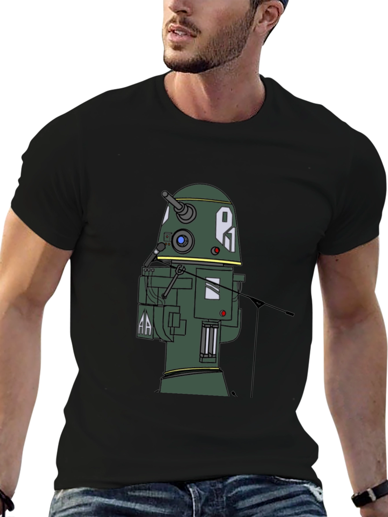 Robot T-Shirt - Black Cotton Blend Tee