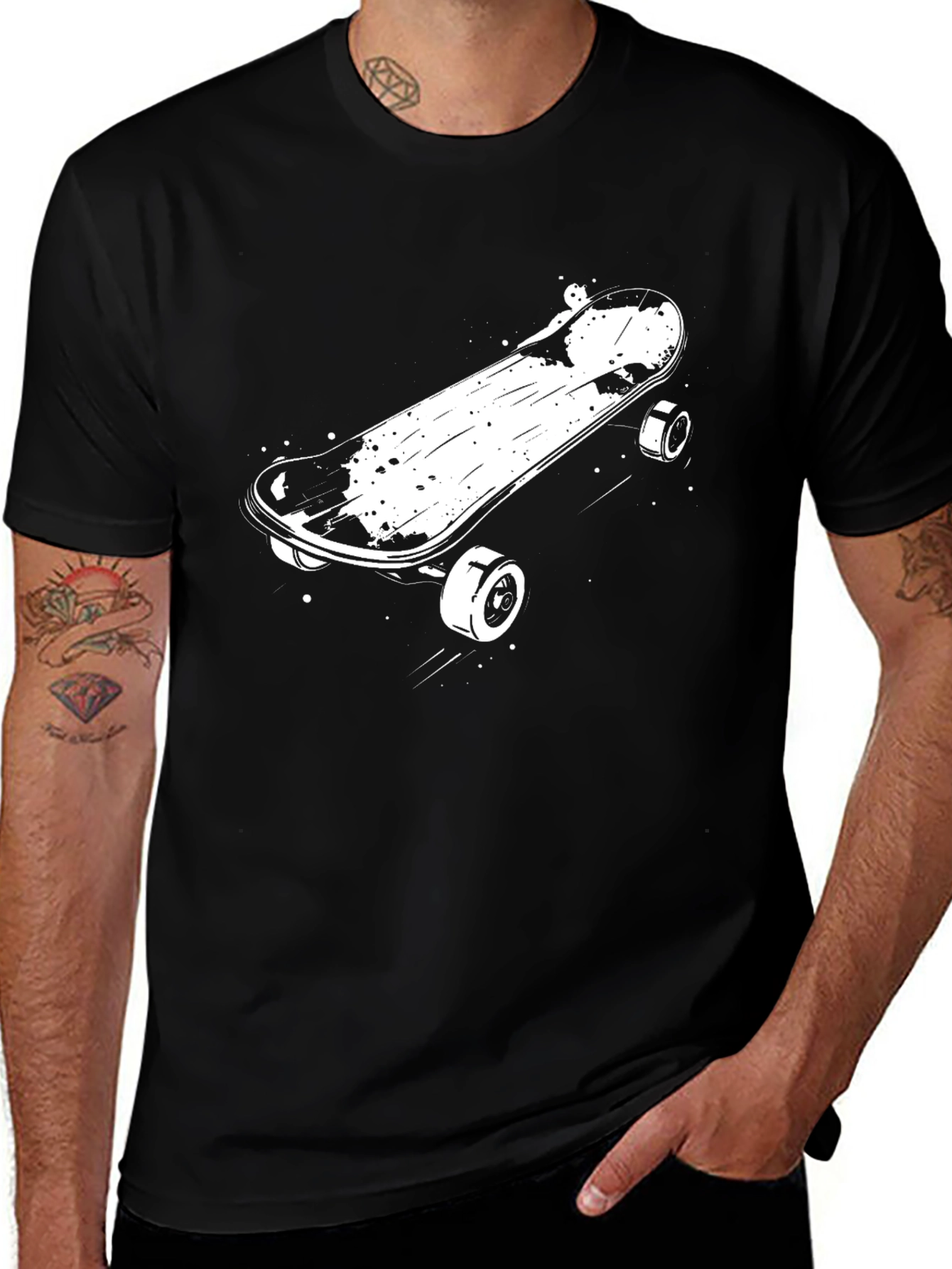 Skateboarding Graphic Tee - Black