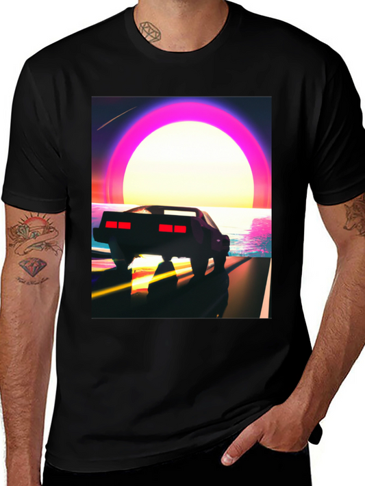 Retro Sunset Drive T-Shirt - Classic Car Design