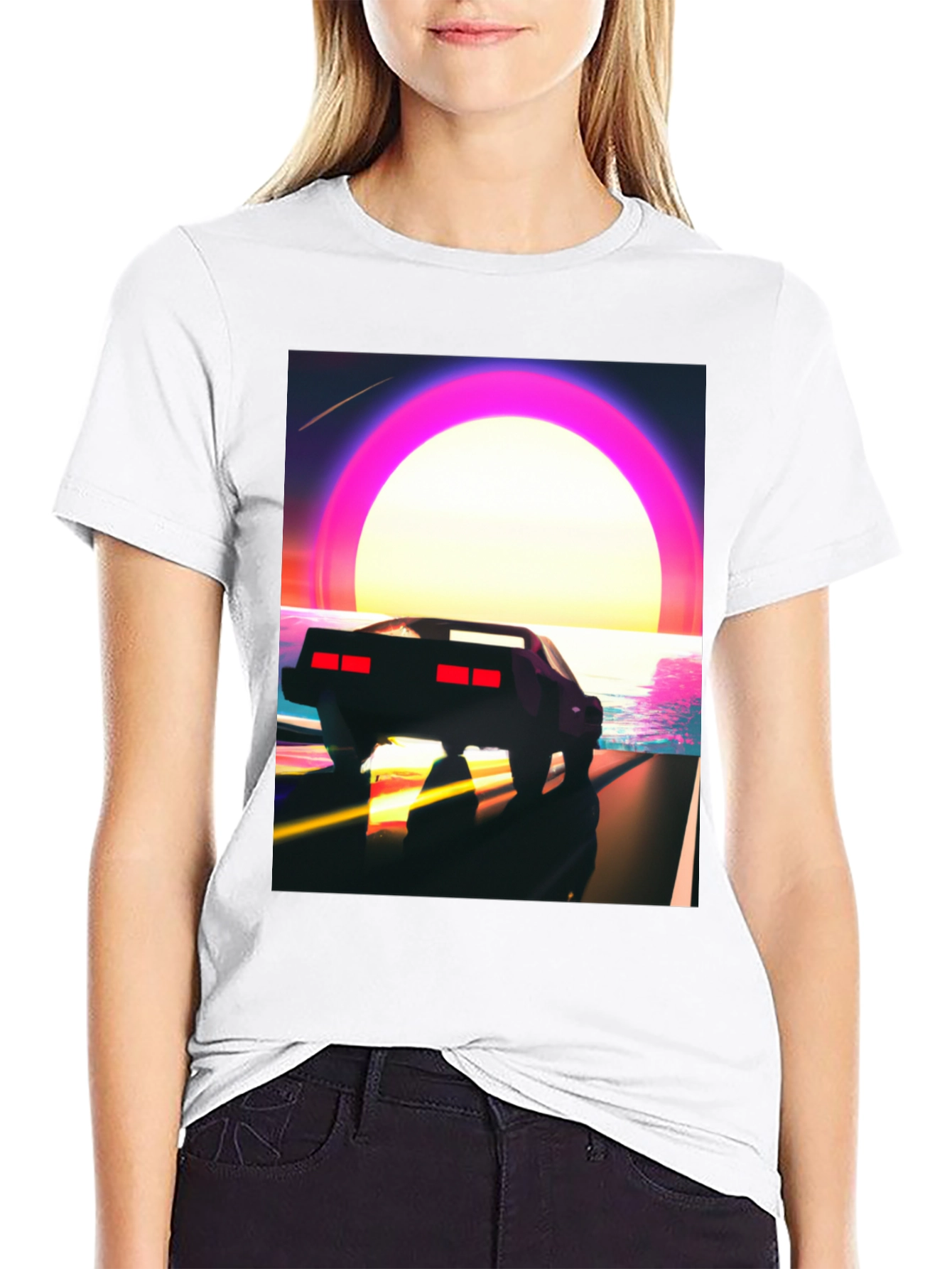Retro Sunset Drive T-Shirt - Classic Car Design