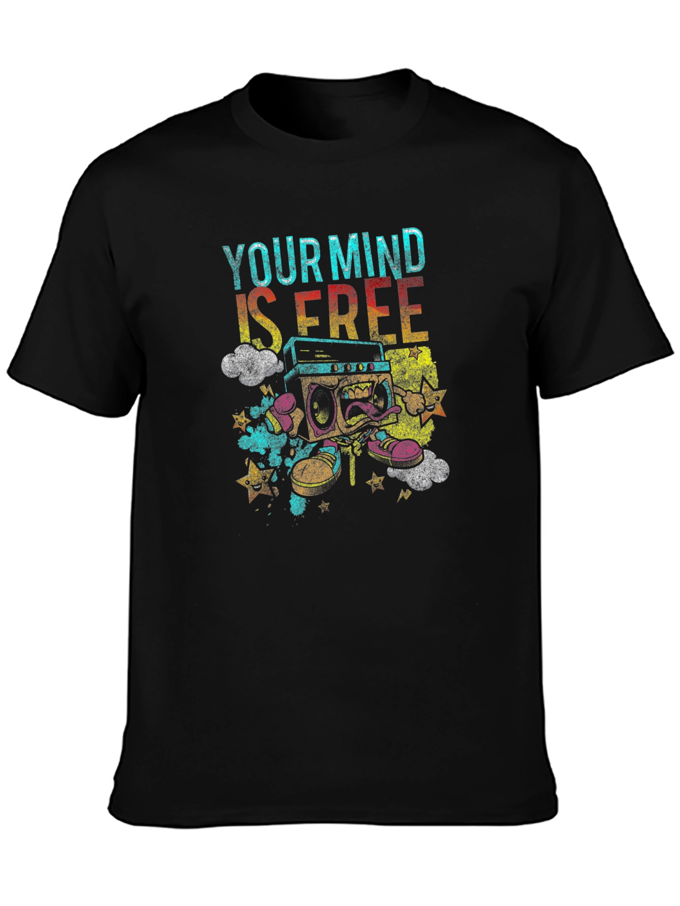 Mind Free Boombox T-Shirt: Funky Graphic Tee