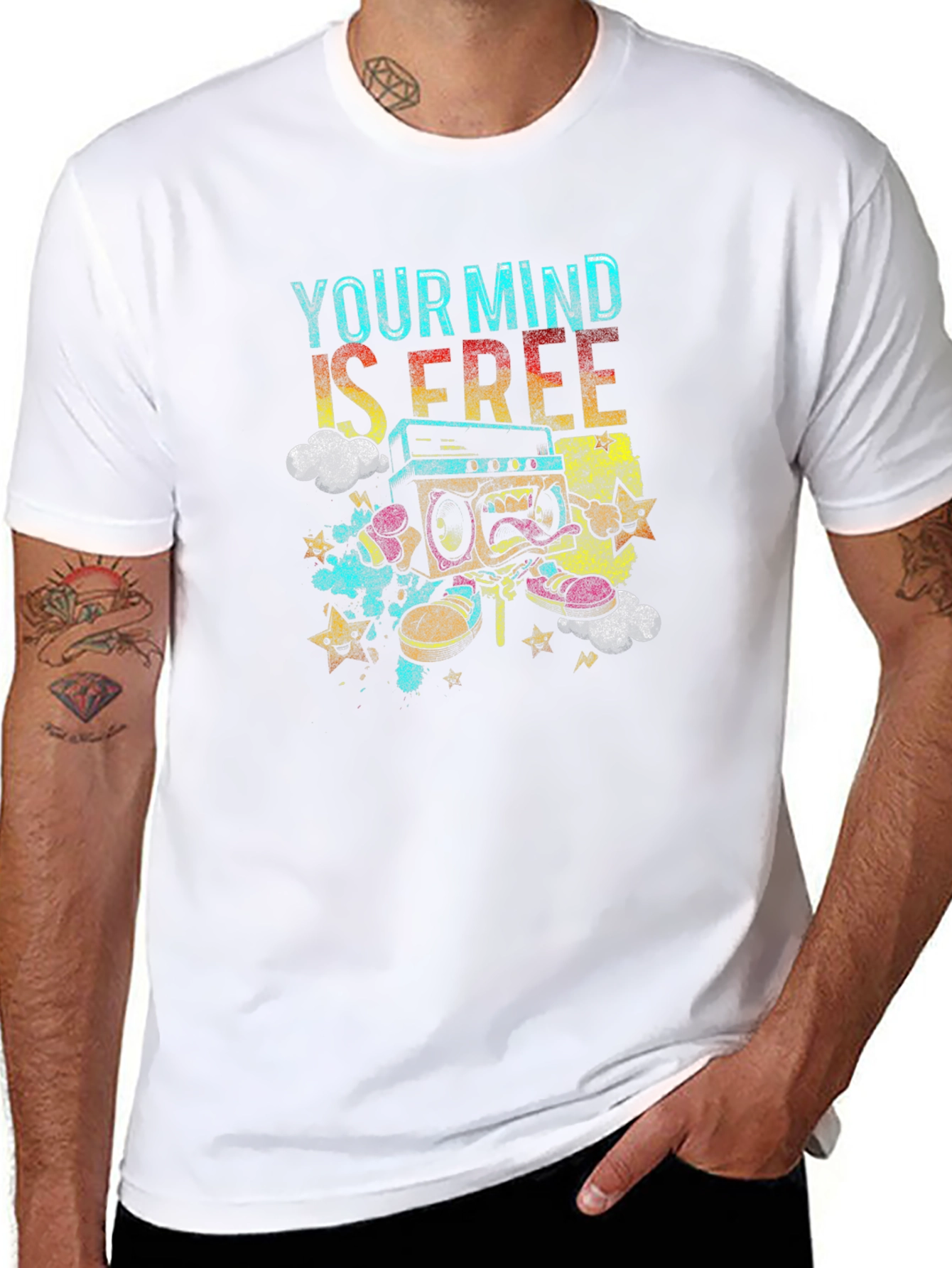 Mind Free Boombox T-Shirt: Funky Graphic Tee