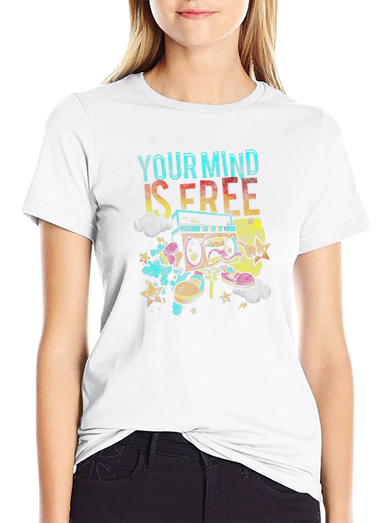Mind Free Boombox T-Shirt: Funky Graphic Tee