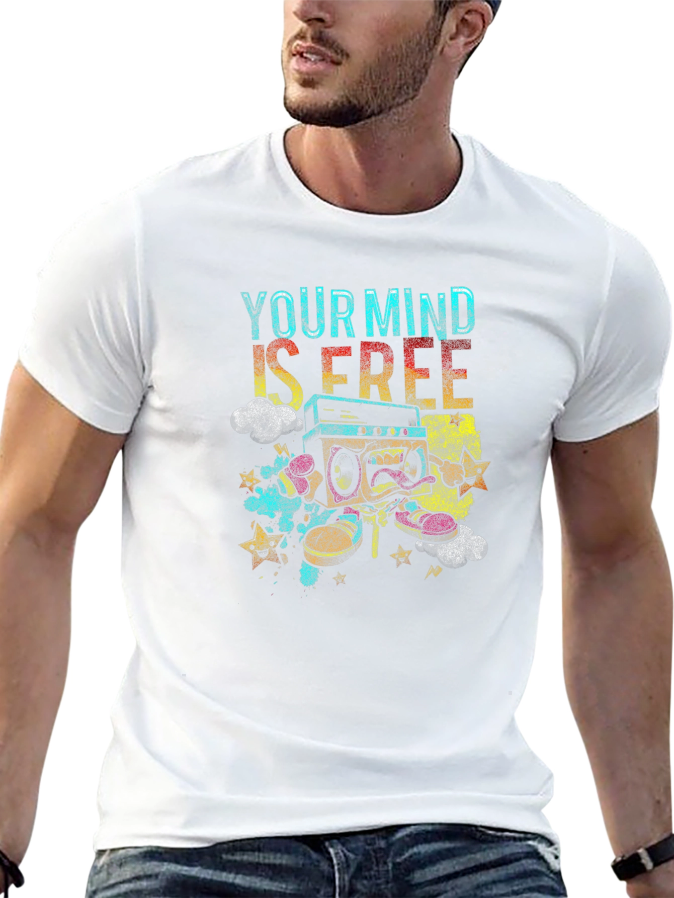 Mind Free Boombox T-Shirt: Funky Graphic Tee