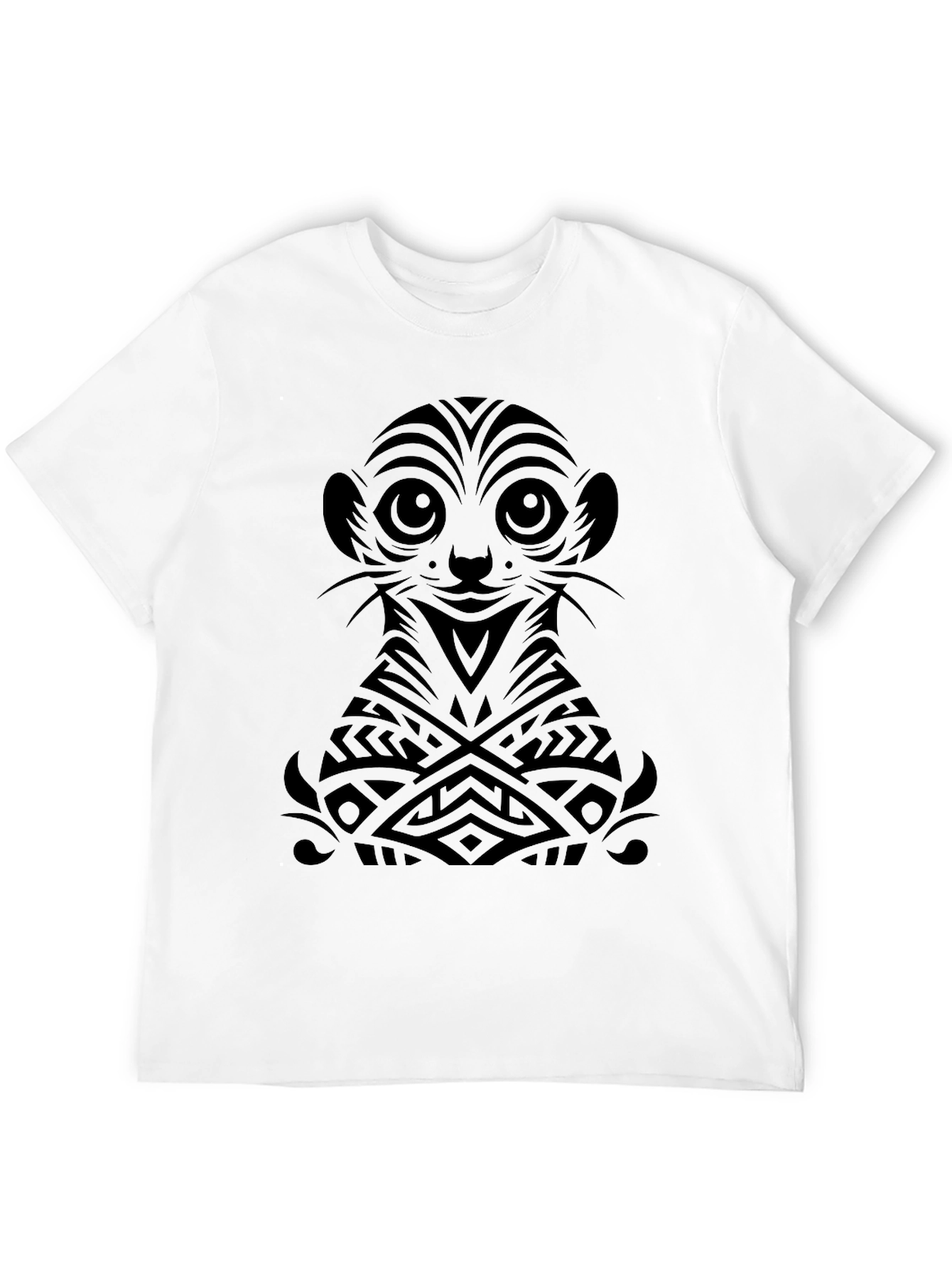 Tribal Meerkat Graphic T-Shirt - Black