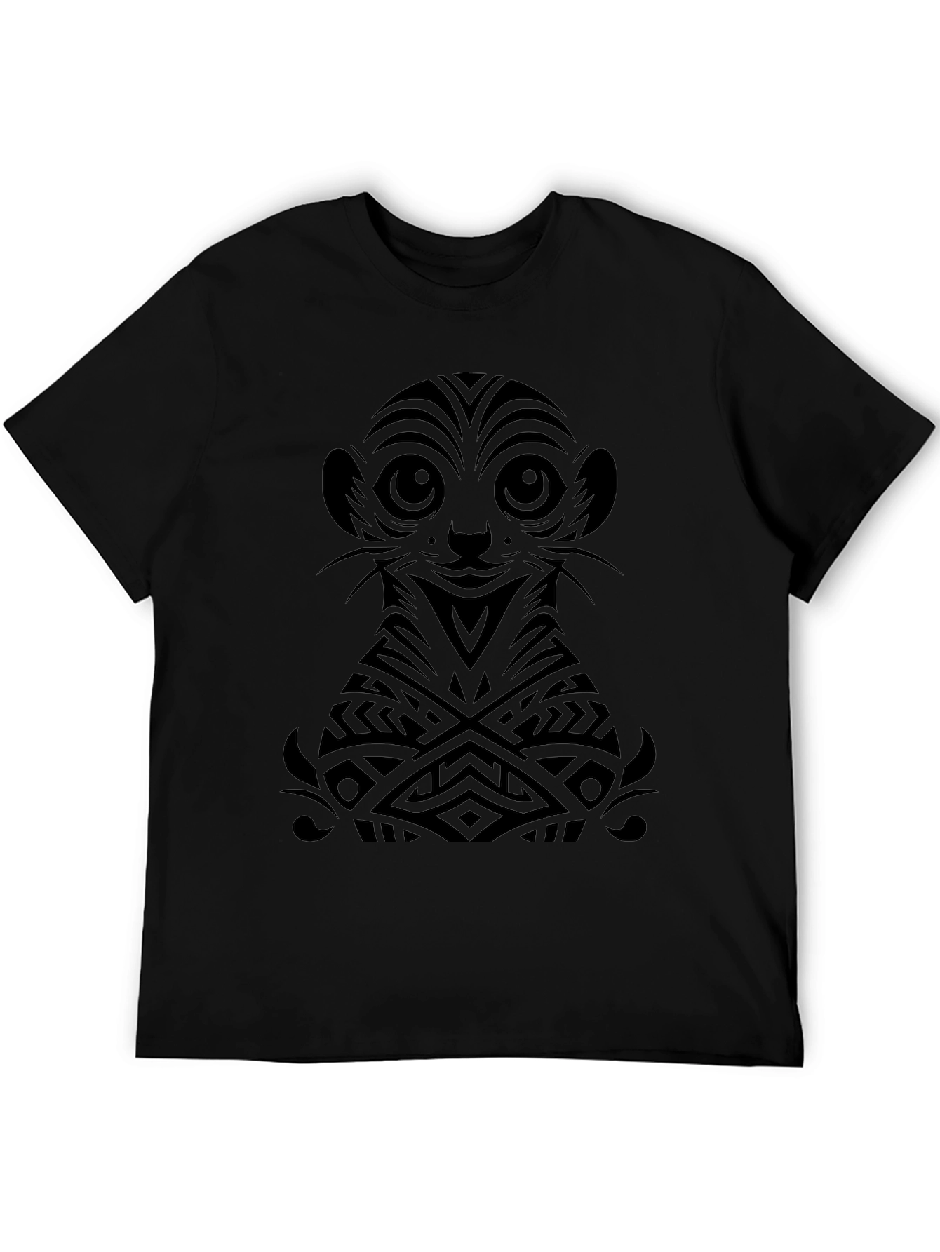 Tribal Meerkat Graphic T-Shirt - Black