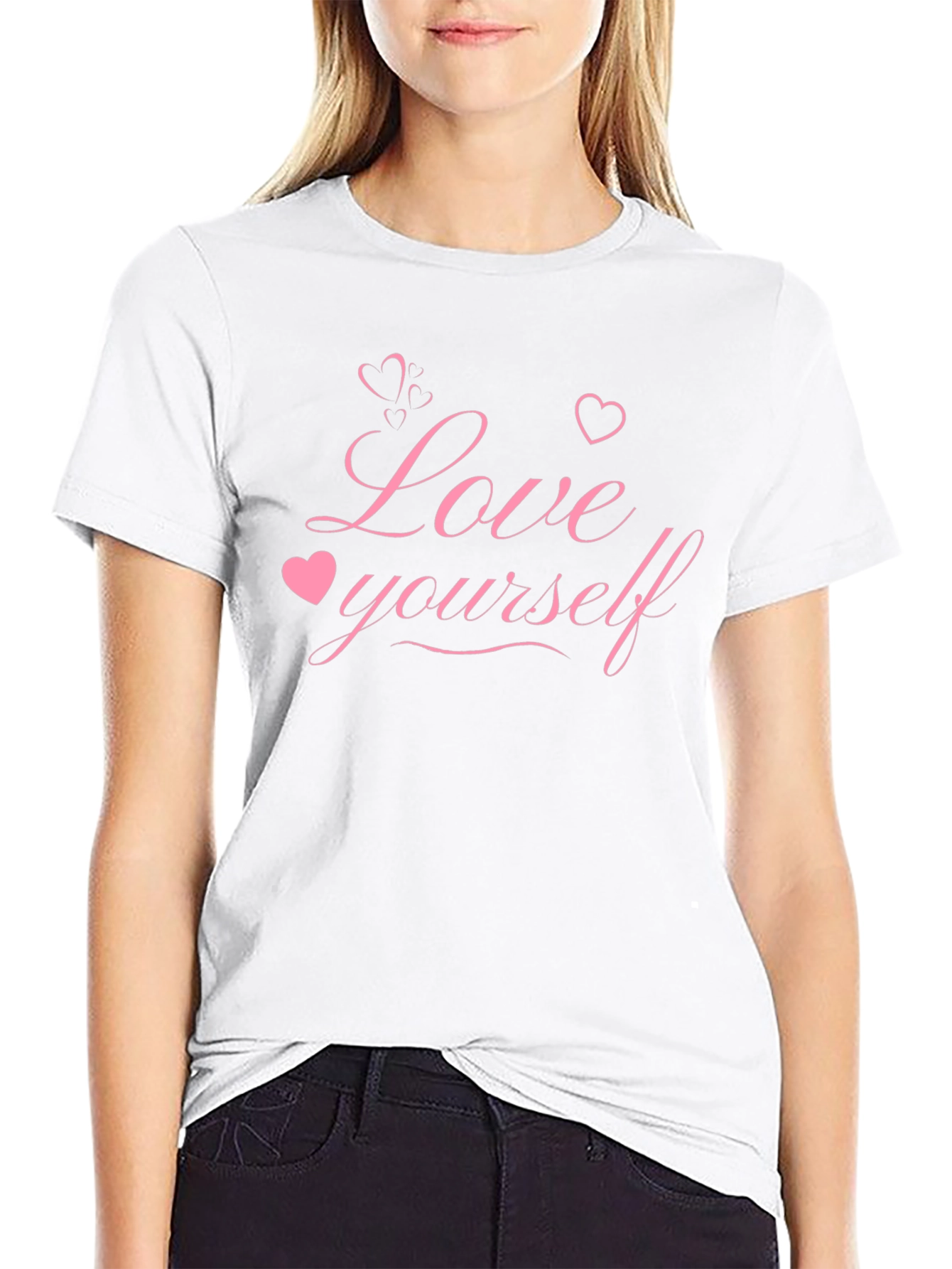 Love Yourself Graphic Tee - Black Cotton Blend