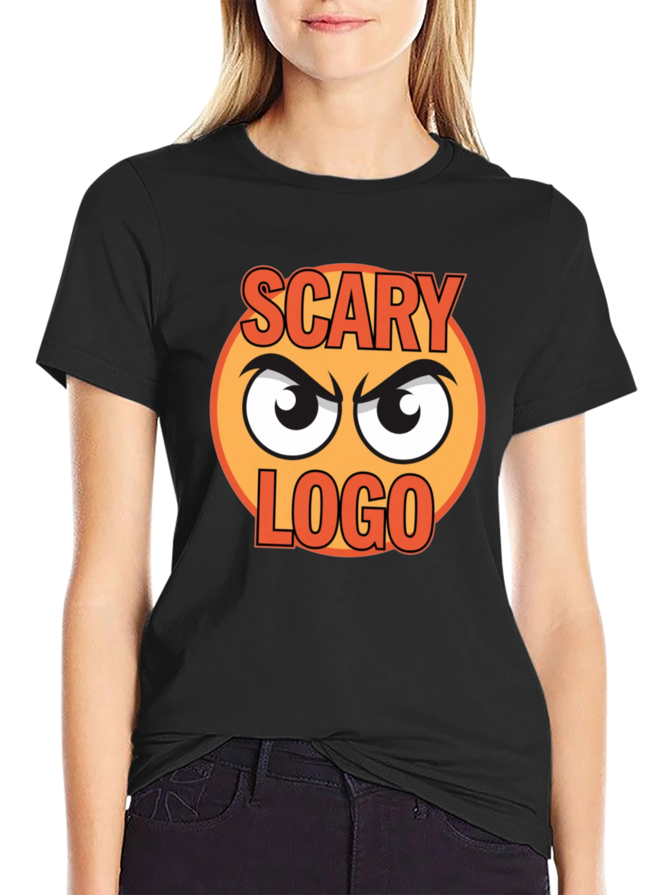 Scary Logo Graphic Print Black T-Shirt