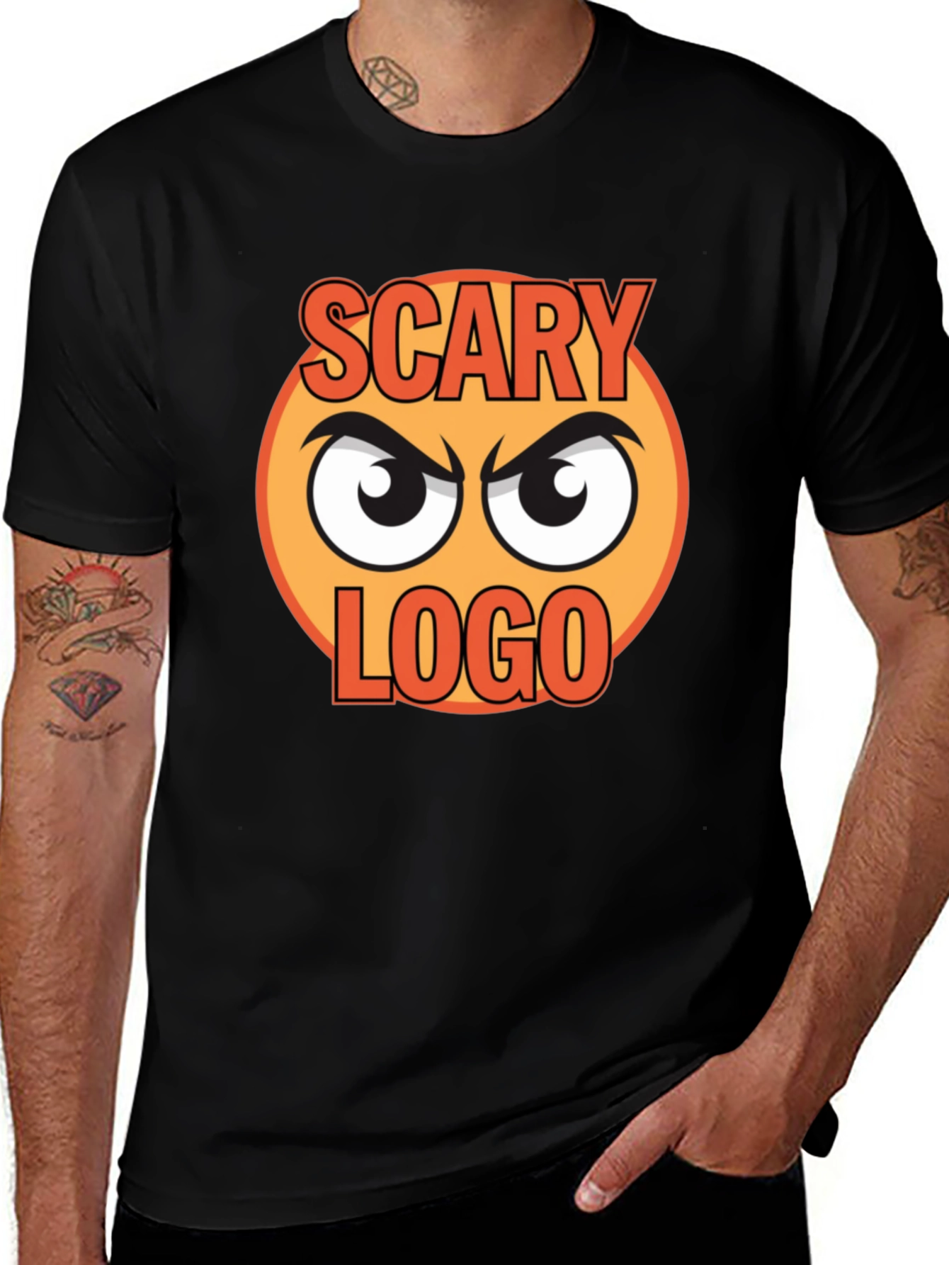 Scary Logo Graphic Print Black T-Shirt