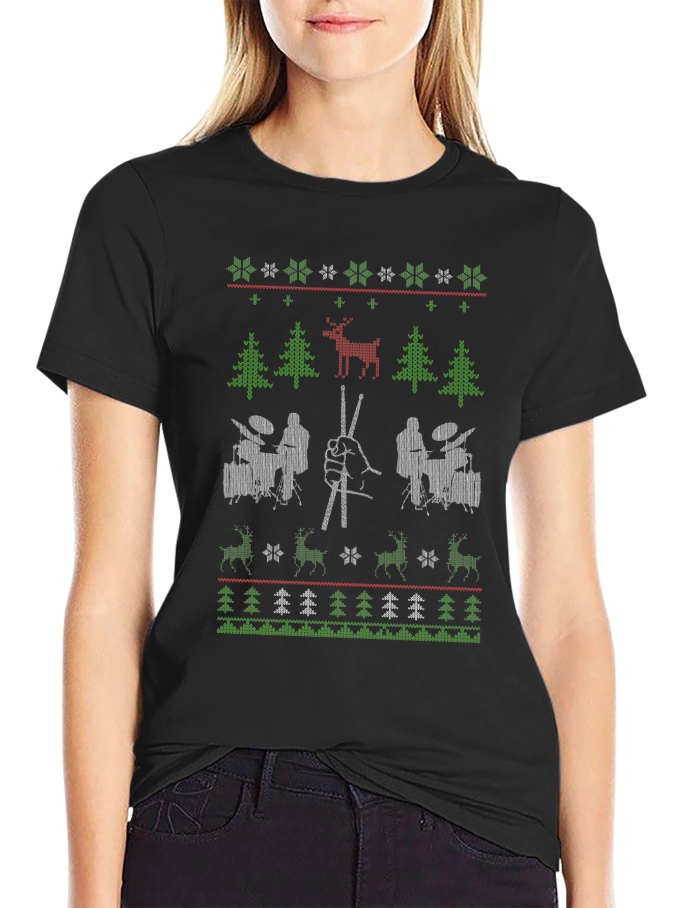 Drummer Ugly Christmas Sweater T-Shirt