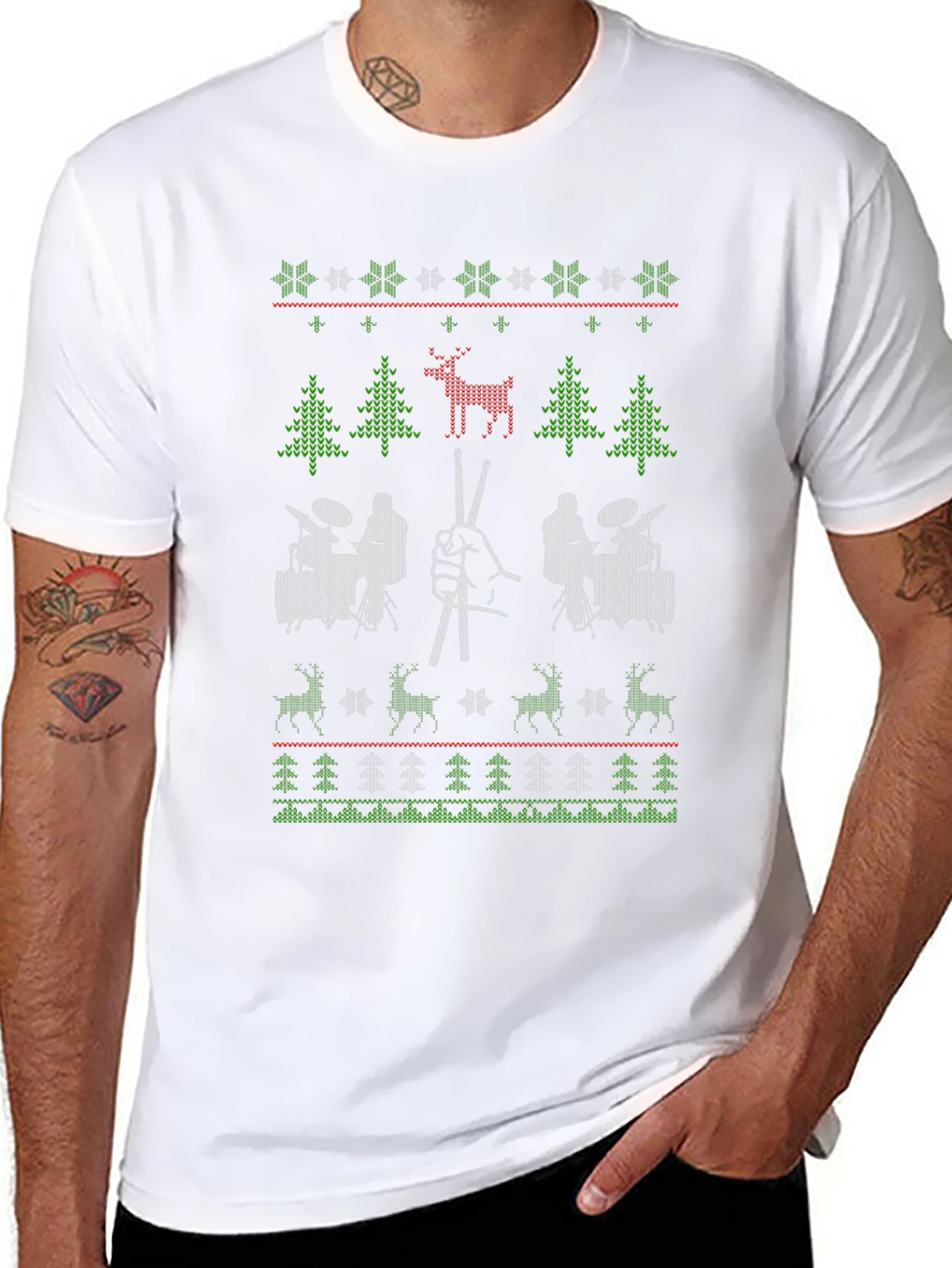 Drummer Ugly Christmas Sweater T-Shirt