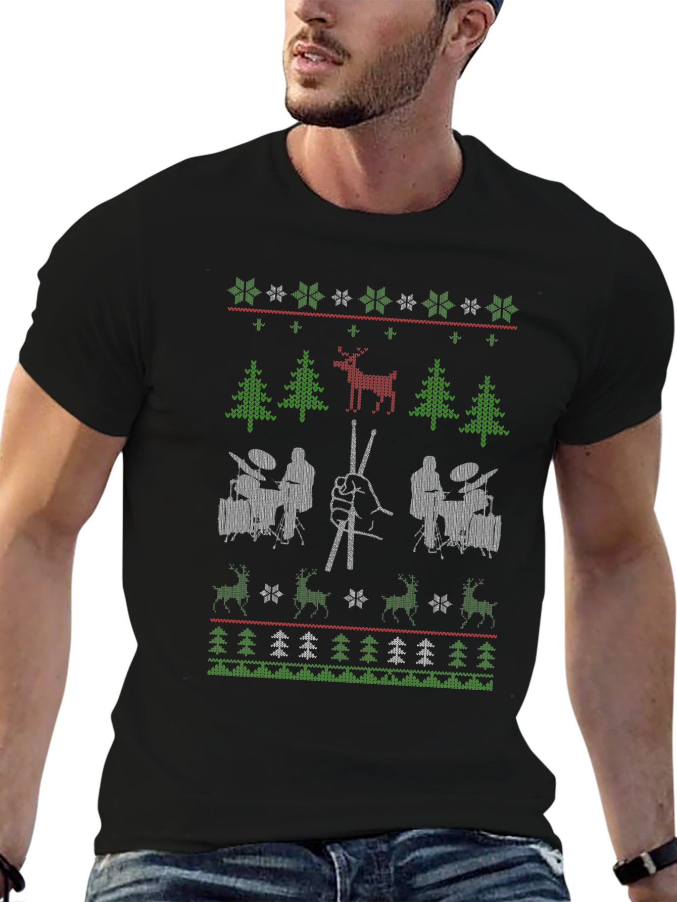 Drummer Ugly Christmas Sweater T-Shirt