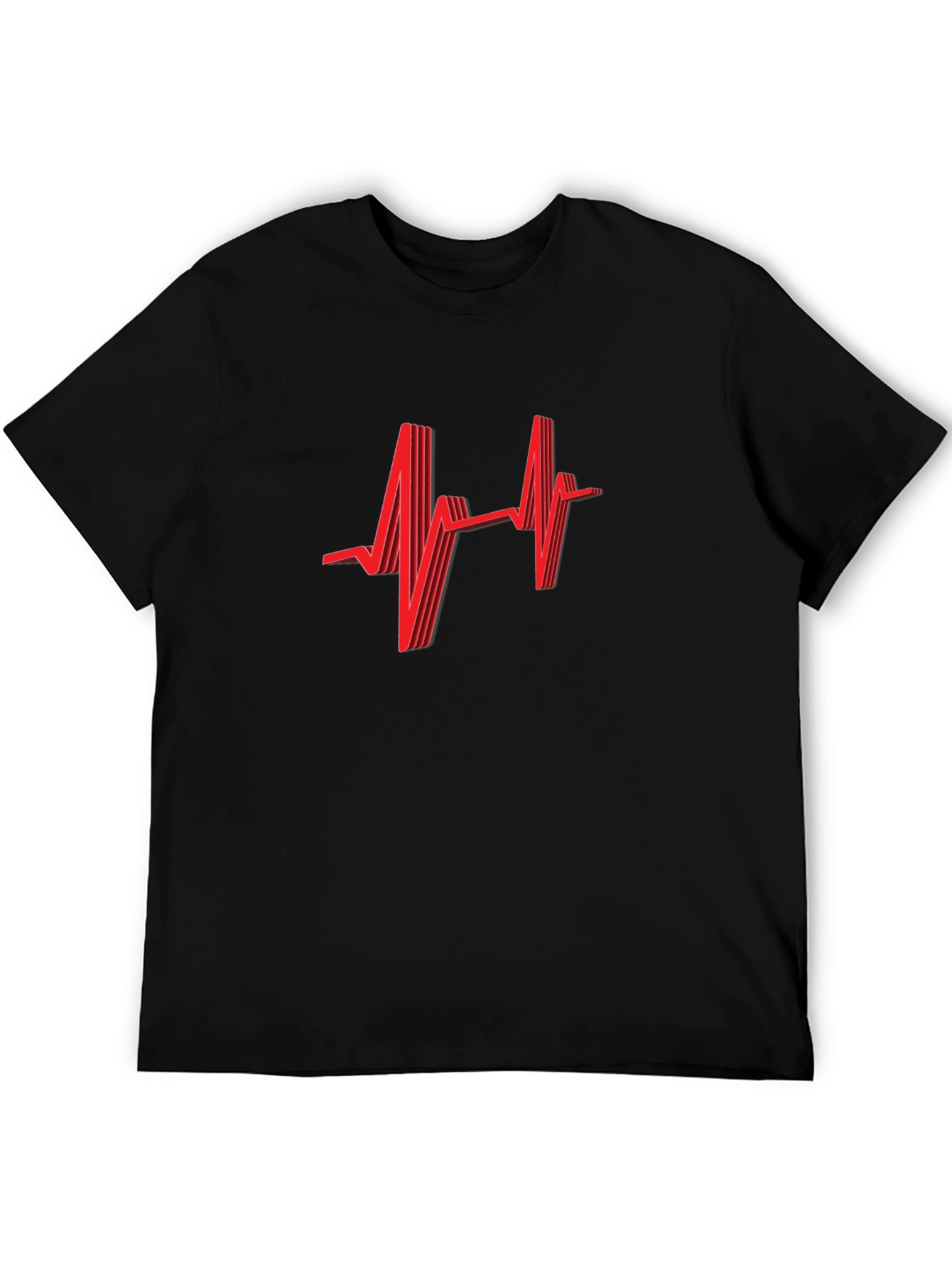 Heartbeat Graphic Tee - Stylish Black T-Shirt