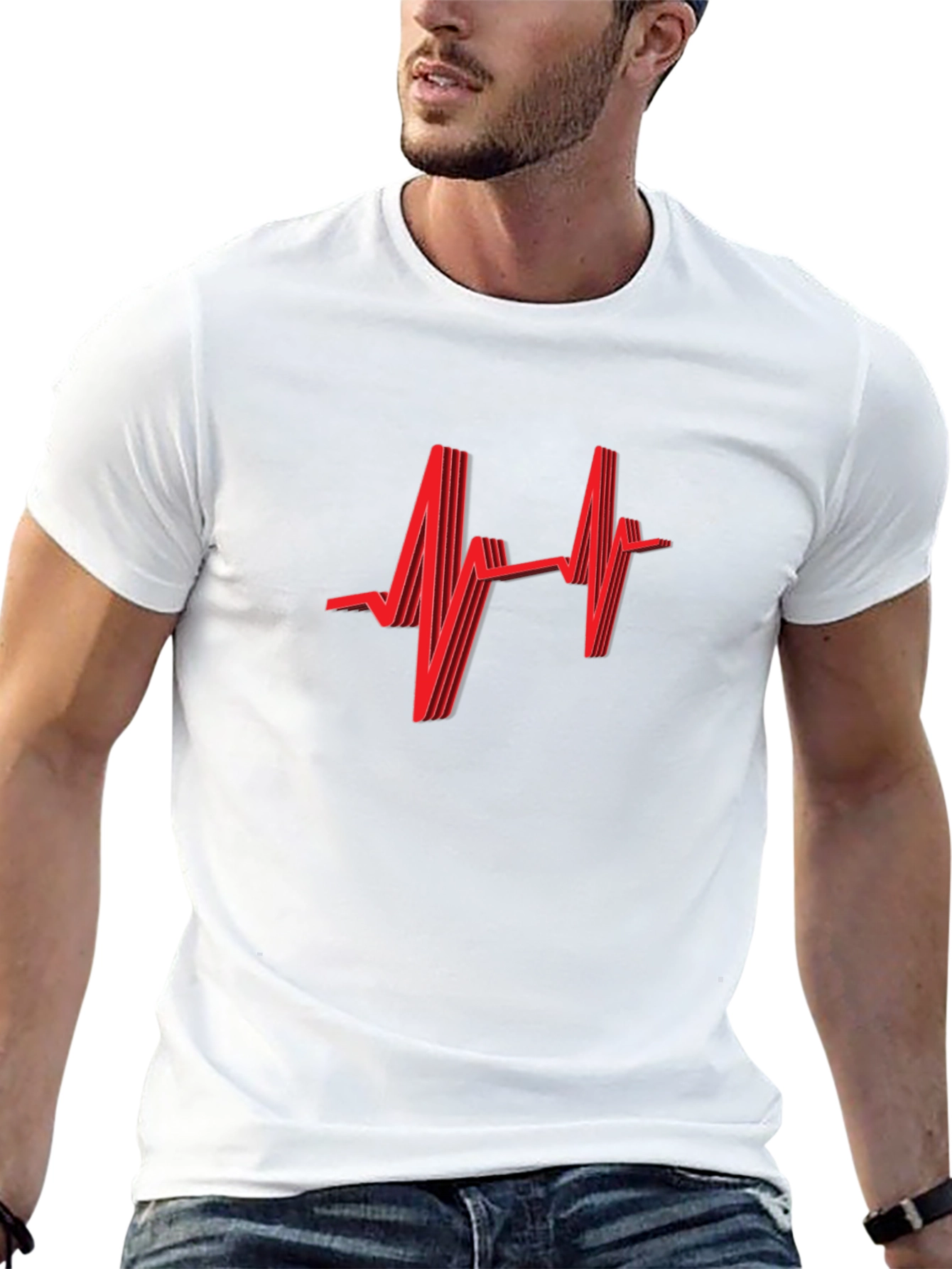 Heartbeat Graphic Tee - Stylish Black T-Shirt