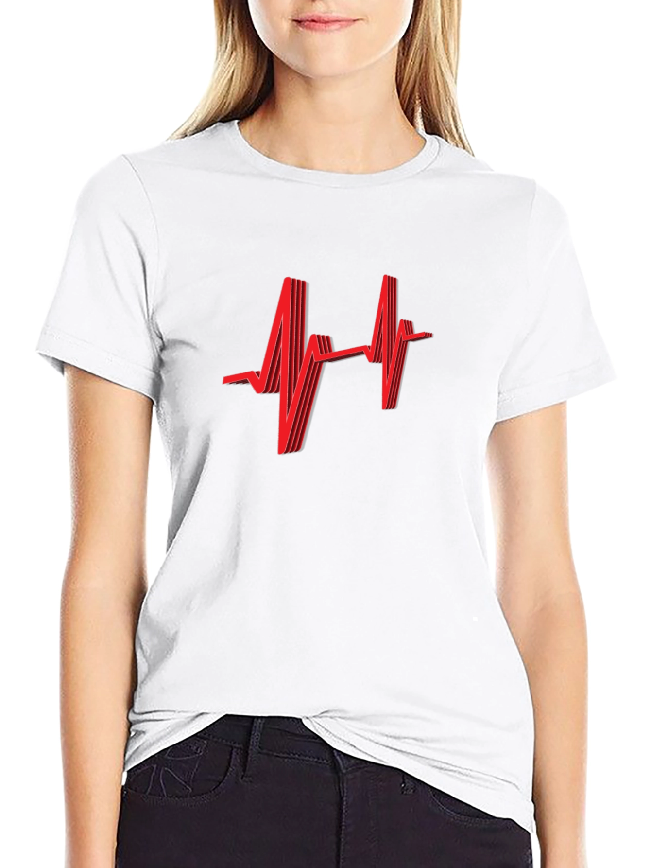Heartbeat Graphic Tee - Stylish Black T-Shirt