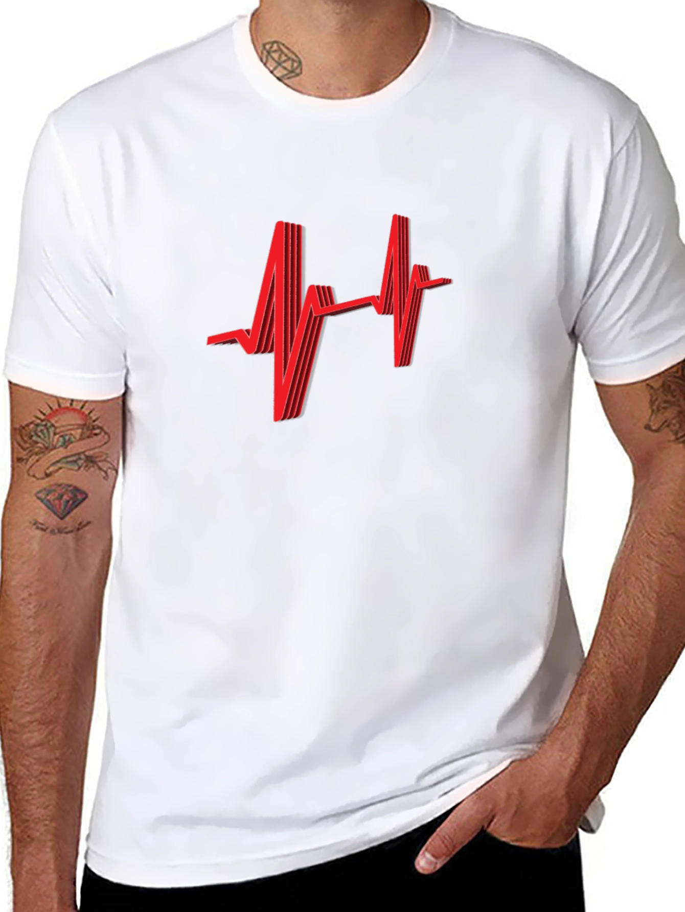 Heartbeat Graphic Tee - Stylish Black T-Shirt