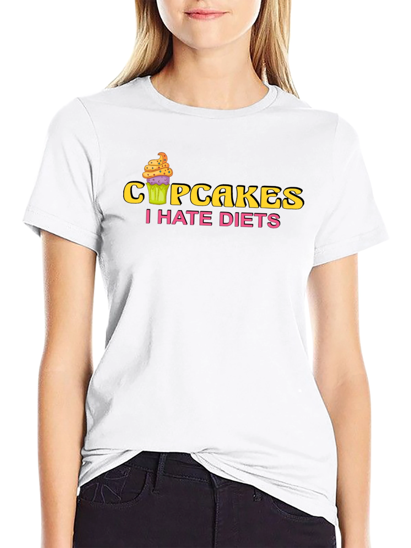 Cupcakes I Hate Diets Black T-Shirt