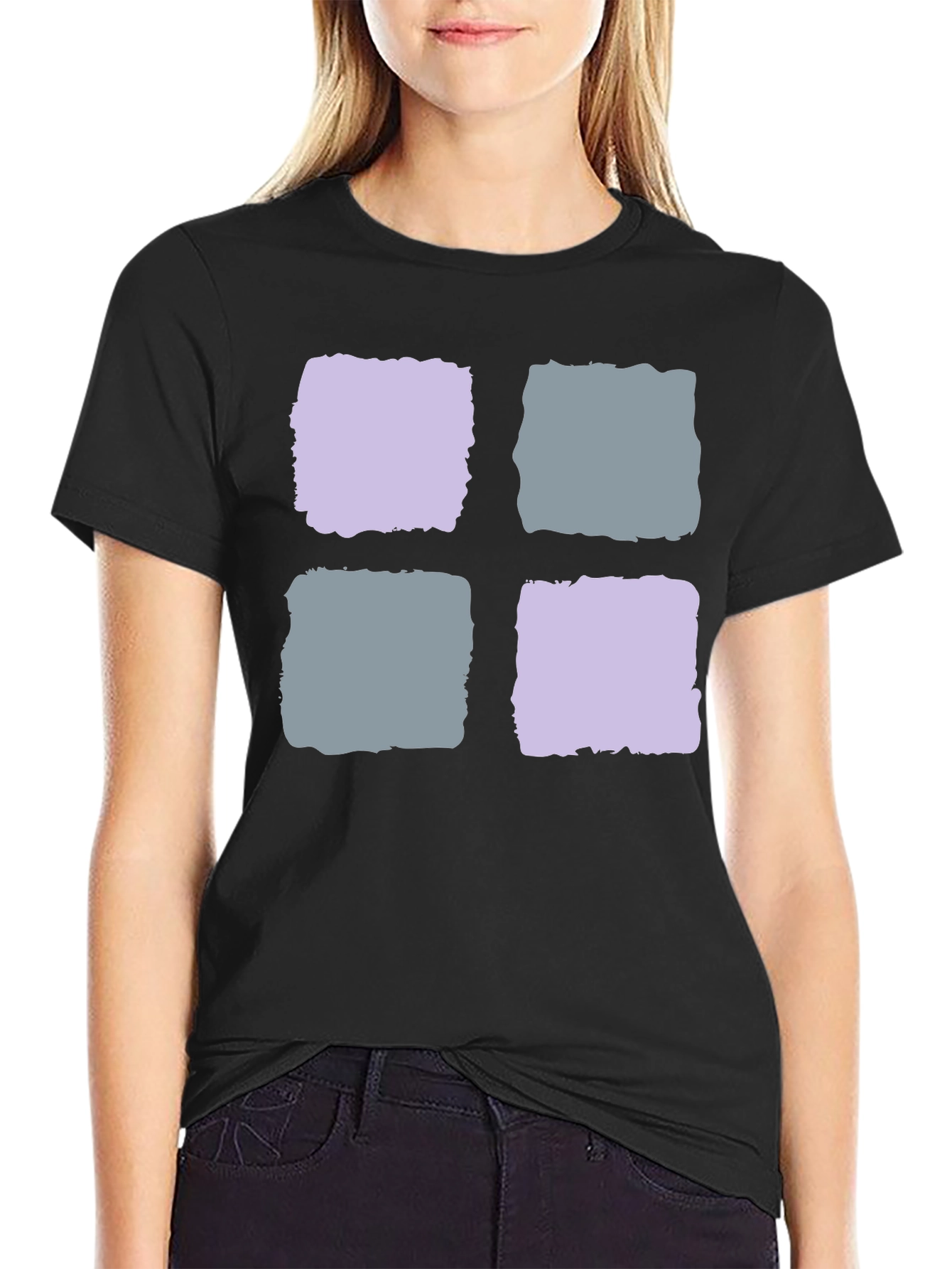 Abstract Squares Black T-Shirt