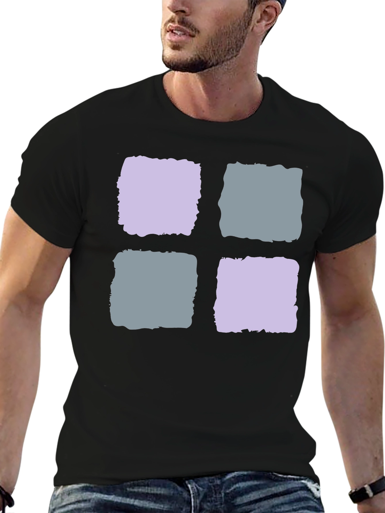 Abstract Squares Black T-Shirt