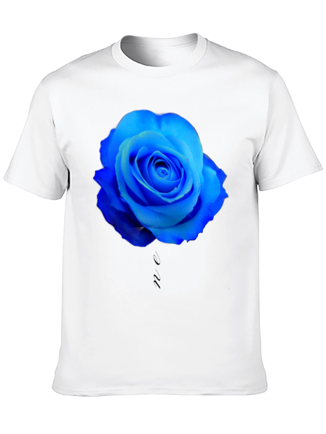 Blue Rose Graphic Black T-Shirt