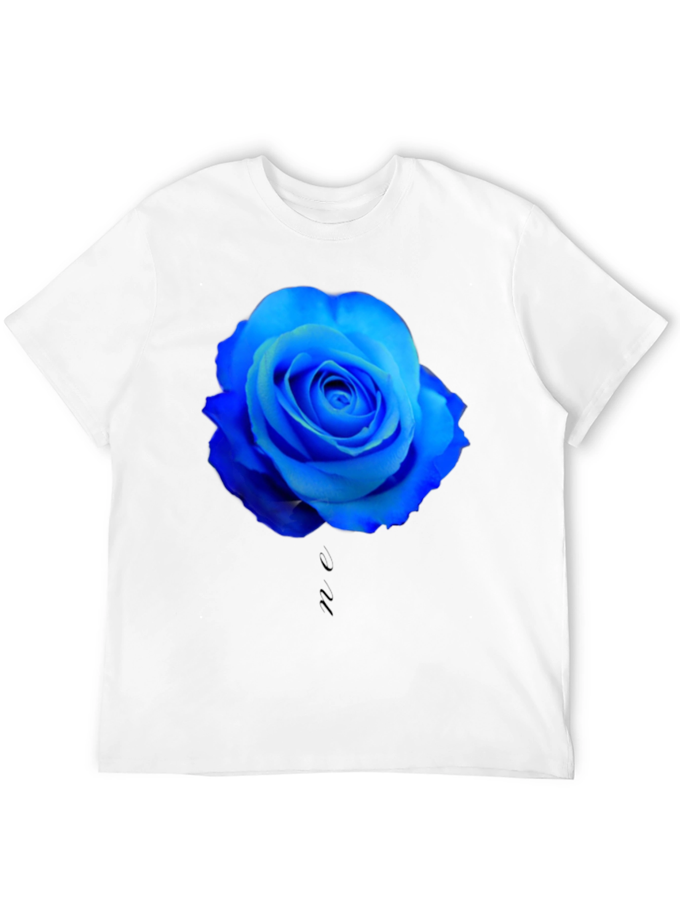 Blue Rose Graphic Black T-Shirt