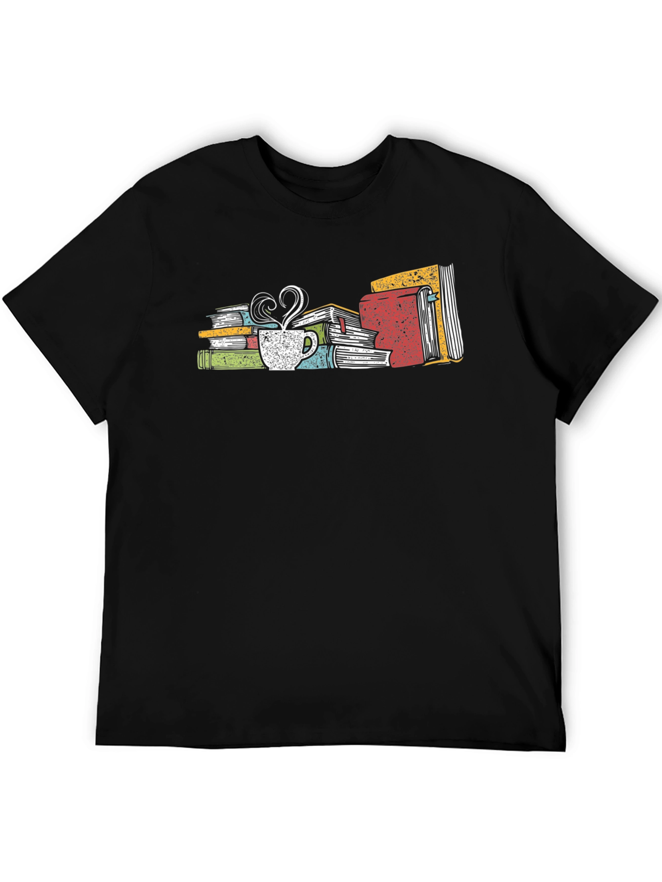 Book Lover T-Shirt: Stack of Books with Coffee