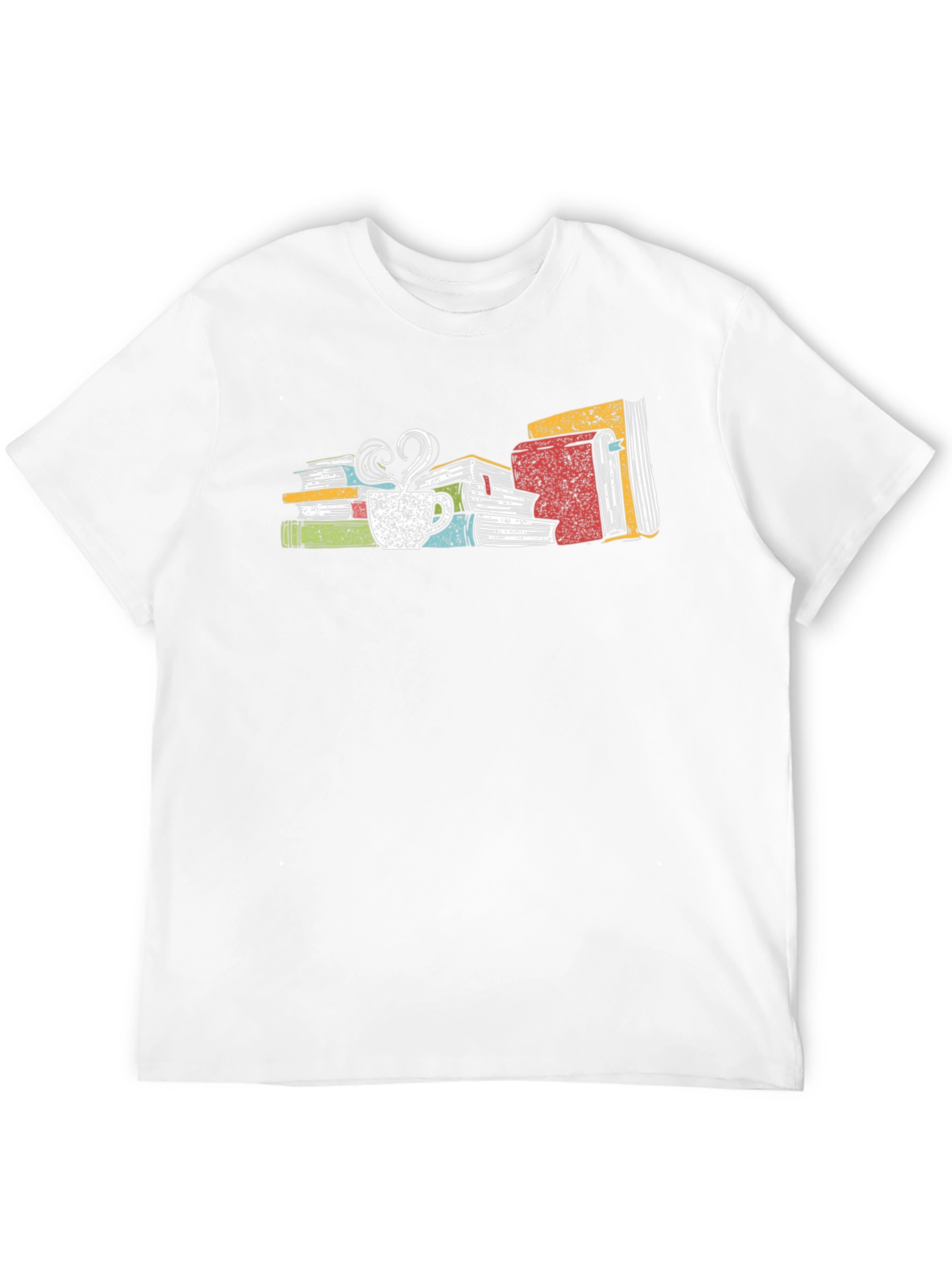 Book Lover T-Shirt: Stack of Books with Coffee