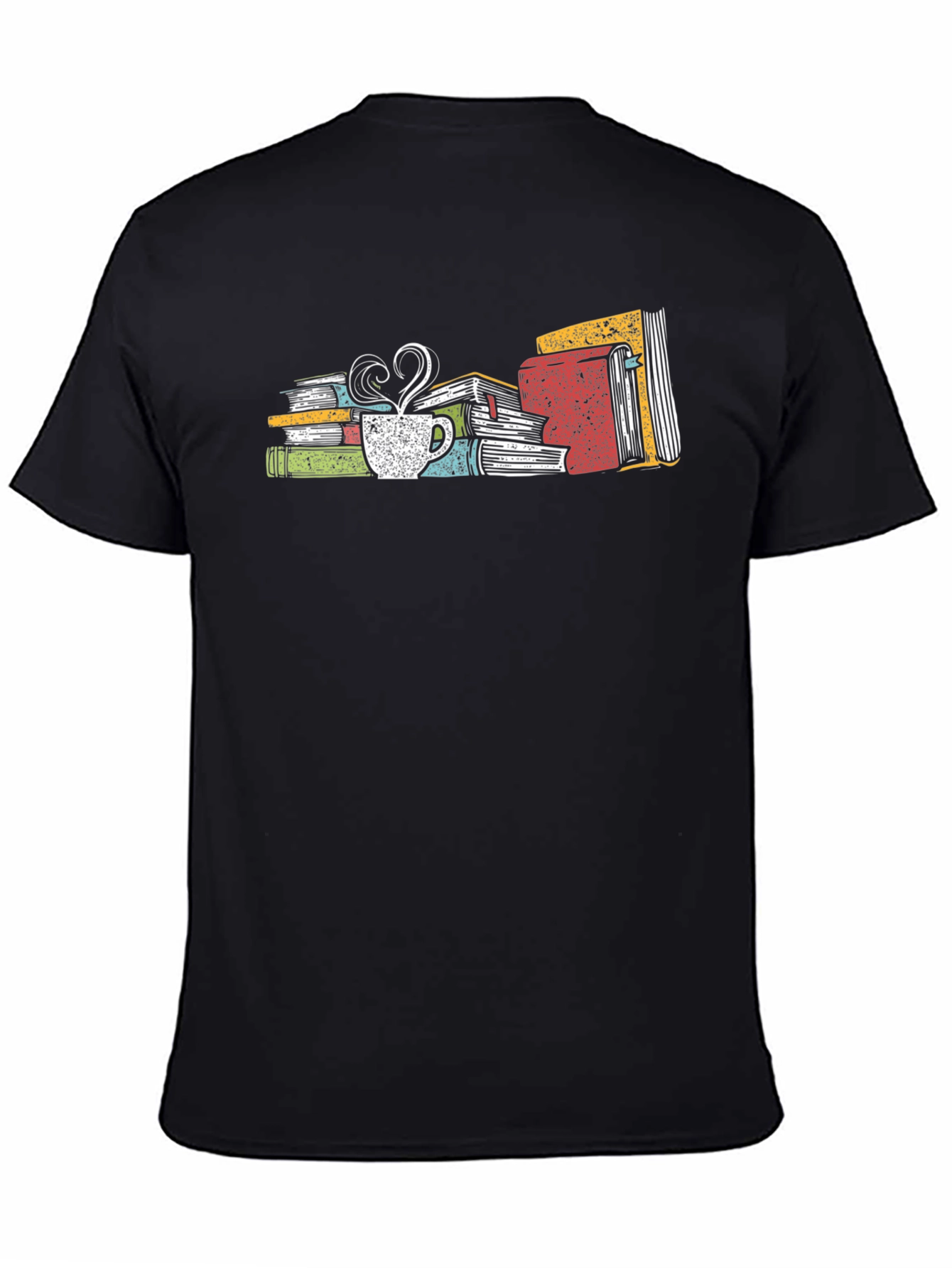 Book Lover T-Shirt: Stack of Books with Coffee