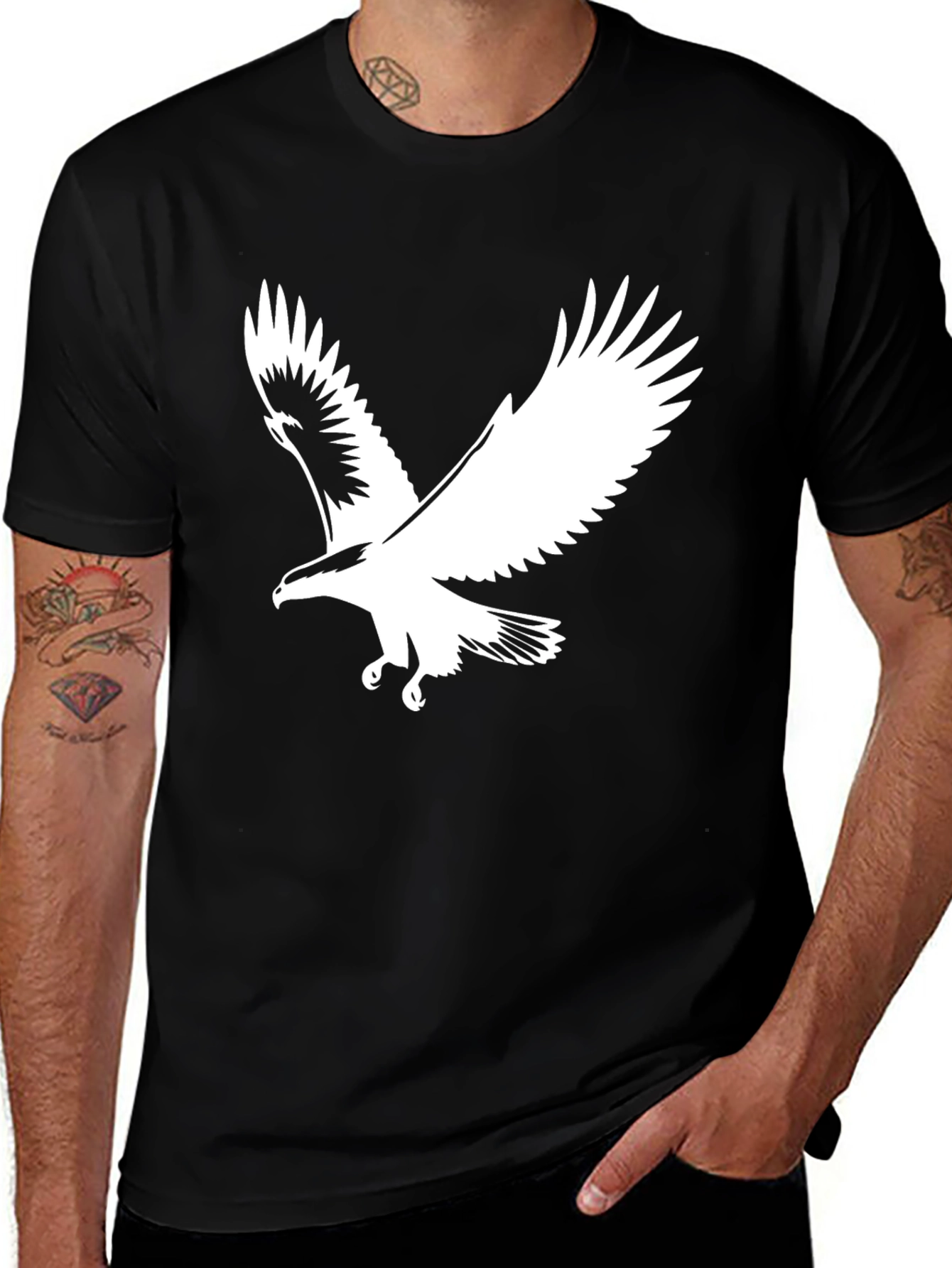 Eagle Graphic T-Shirt - Bold Black Cotton Tee