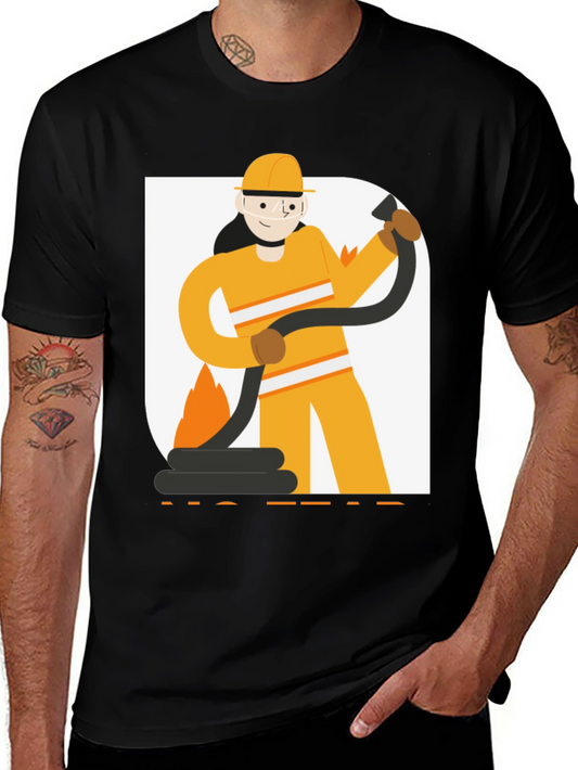 Firefighter Graphic Tee - Black Cotton T-Shirt