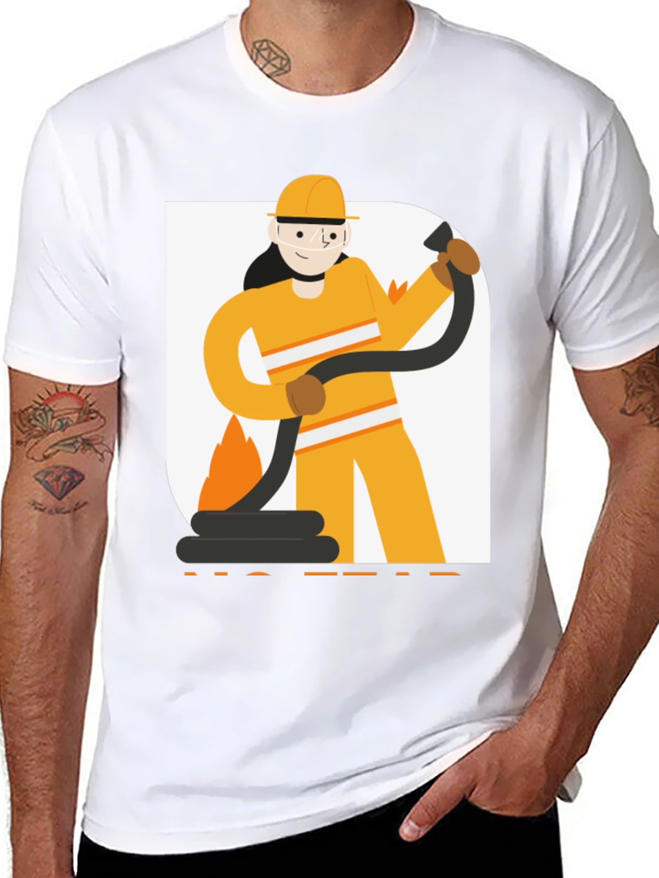 Firefighter Graphic Tee - Black Cotton T-Shirt