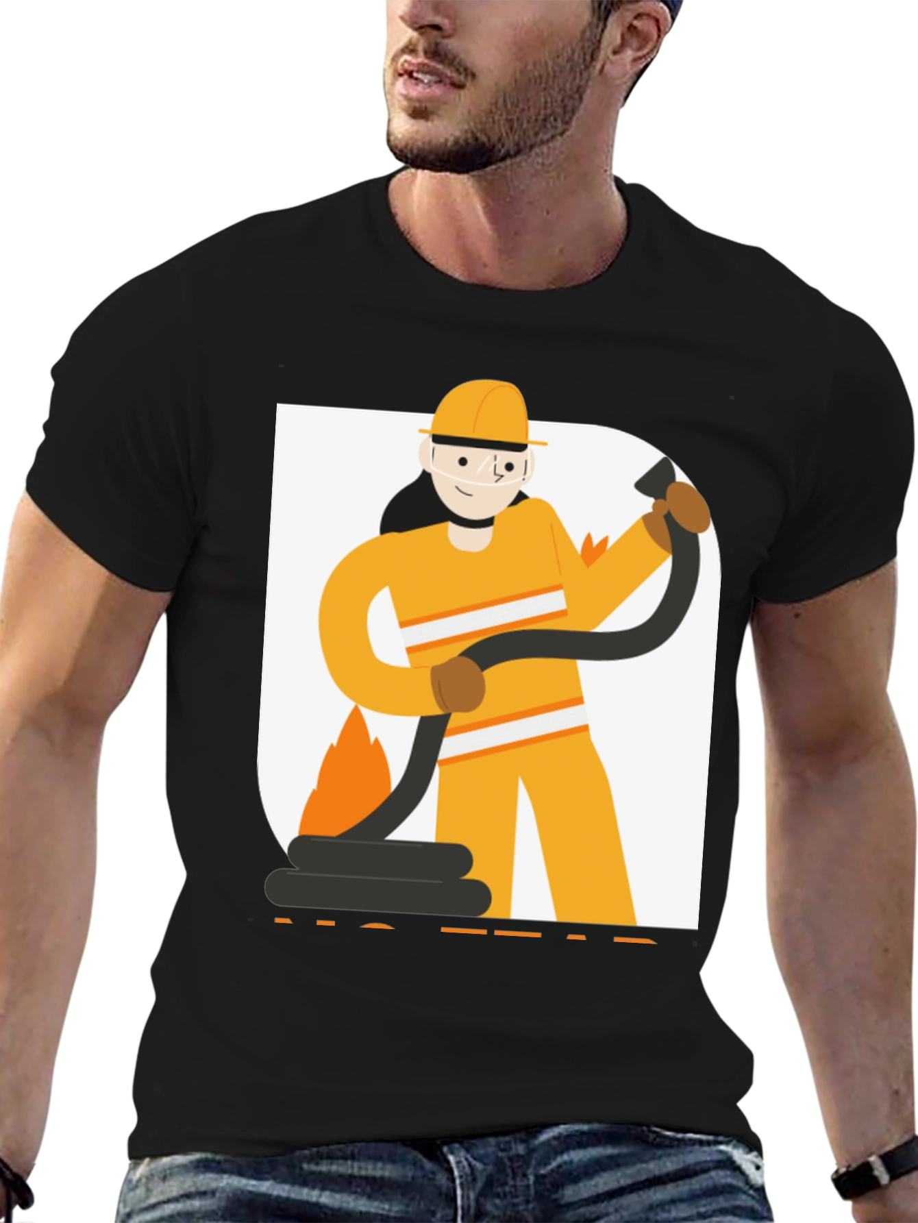 Firefighter Graphic Tee - Black Cotton T-Shirt
