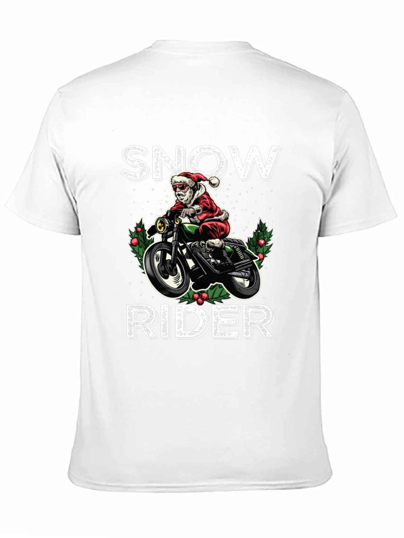 Snow Rider Graphic Tee - Motorcycle Santa Shirt
