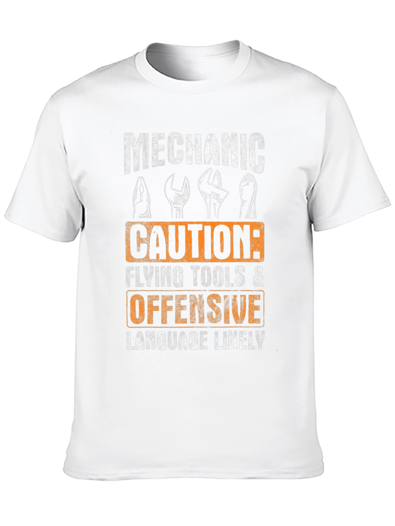 Mechanic Caution T-Shirt - Flying Tools & Offensive Language