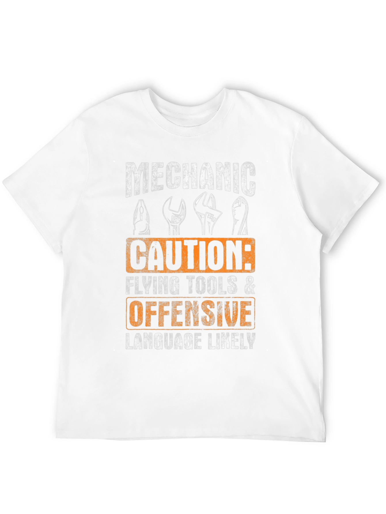 Mechanic Caution T-Shirt - Flying Tools & Offensive Language