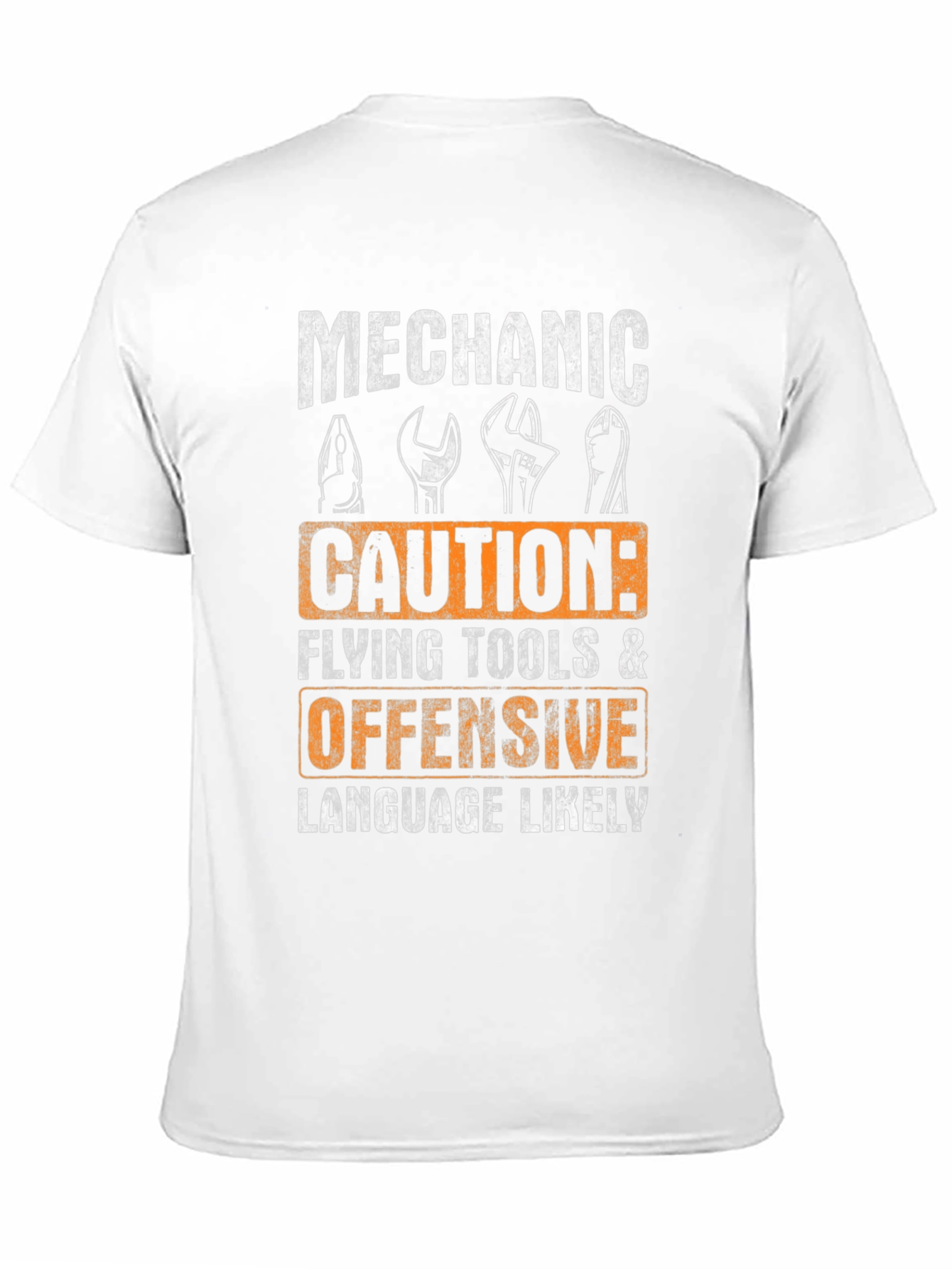 Mechanic Caution T-Shirt - Flying Tools & Offensive Language