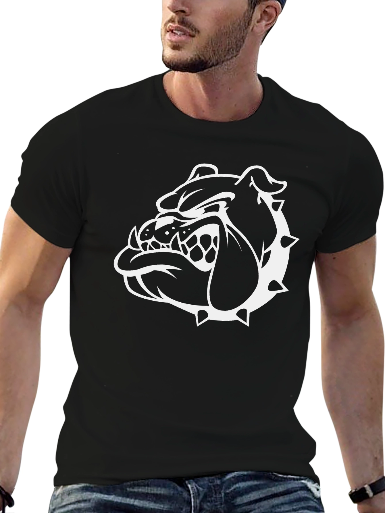 Black Bulldog Graphic T-Shirt