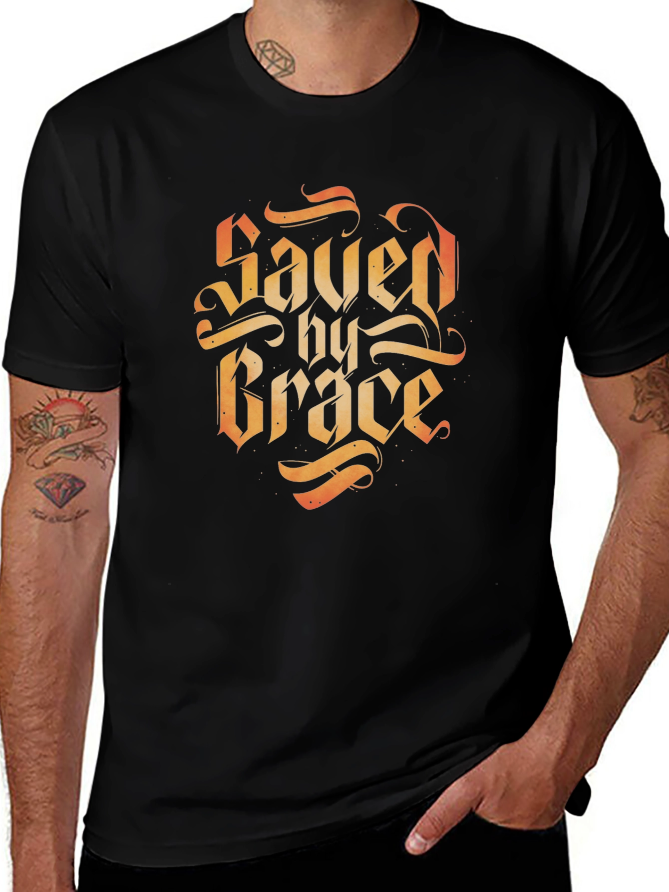 Saved by Grace Graphic Tee - Religious Faith T-Shirt