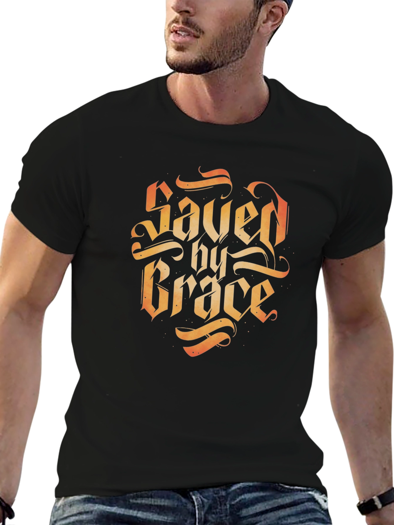 Saved by Grace Graphic Tee - Religious Faith T-Shirt