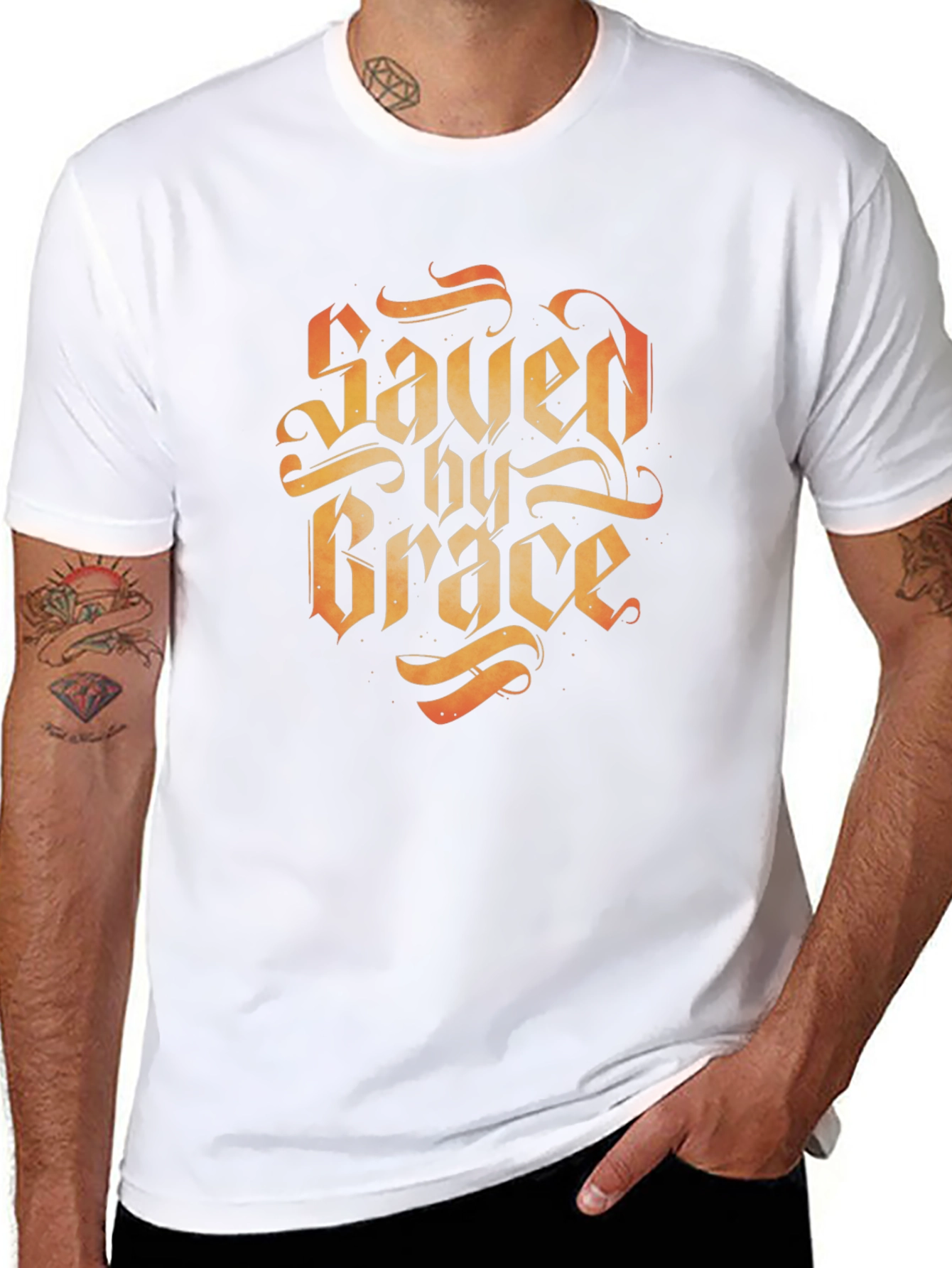 Saved by Grace Graphic Tee - Religious Faith T-Shirt
