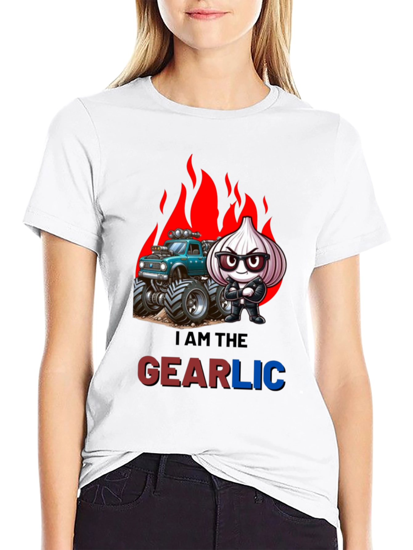 Gearlic T-Shirt: Monster Truck Garlic Pun Tee