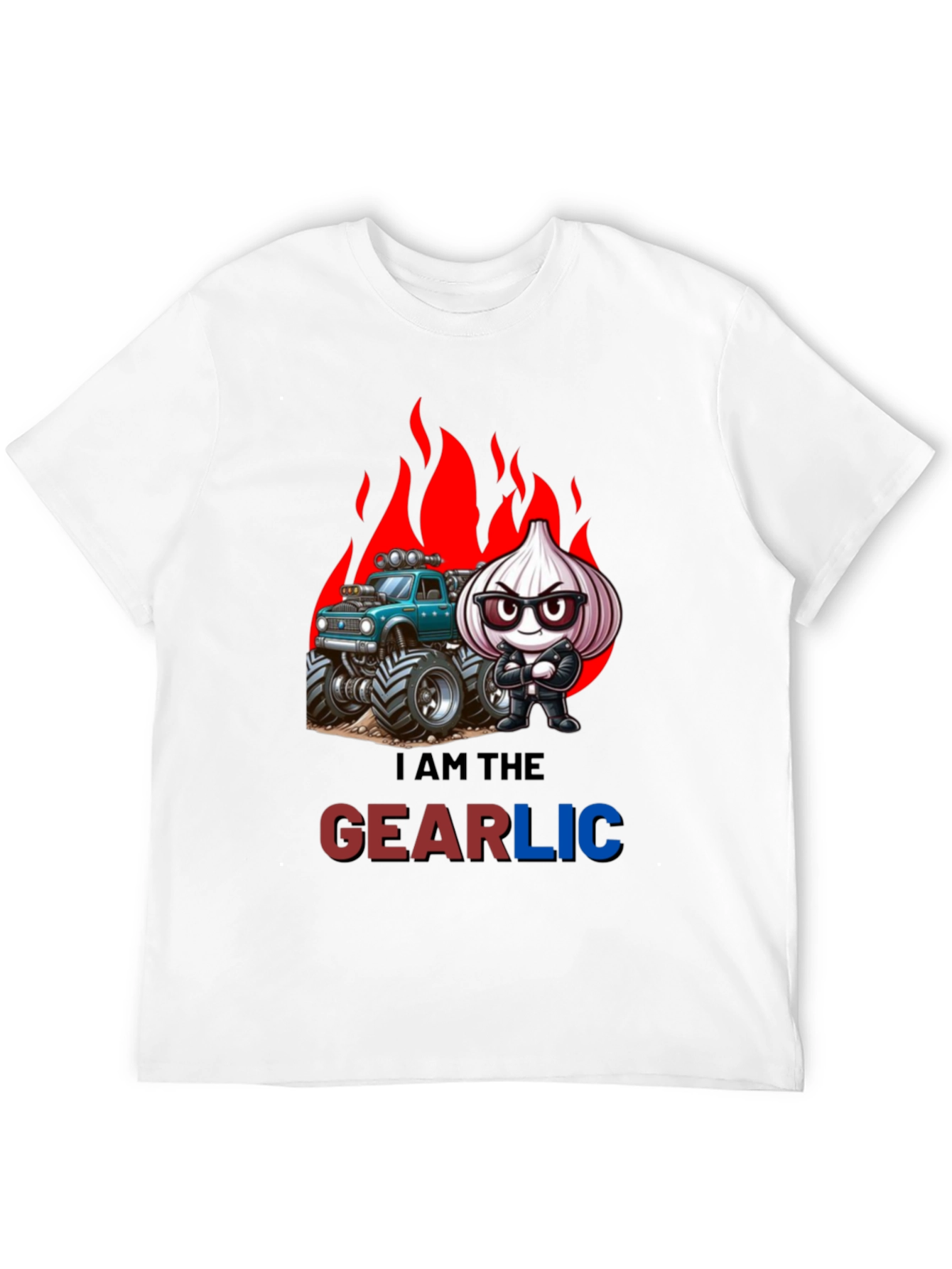 Gearlic T-Shirt: Monster Truck Garlic Pun Tee