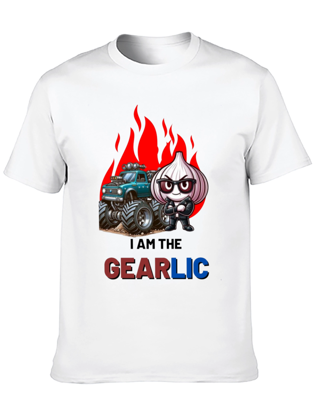 Gearlic T-Shirt: Monster Truck Garlic Pun Tee